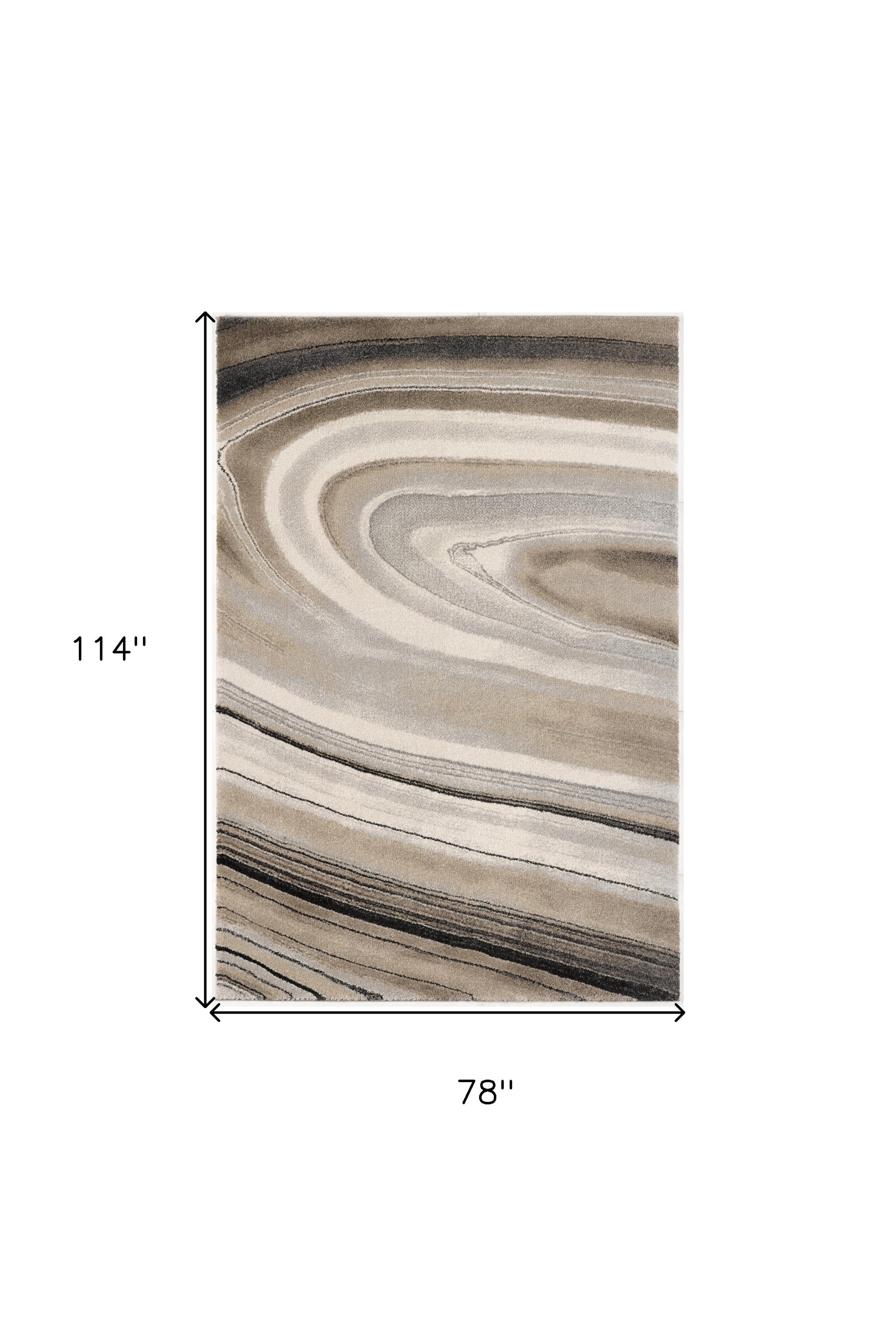 4' X 6' Cream and Tan Abstract Marble Area Rug-Area Rugs-DECOROLALA