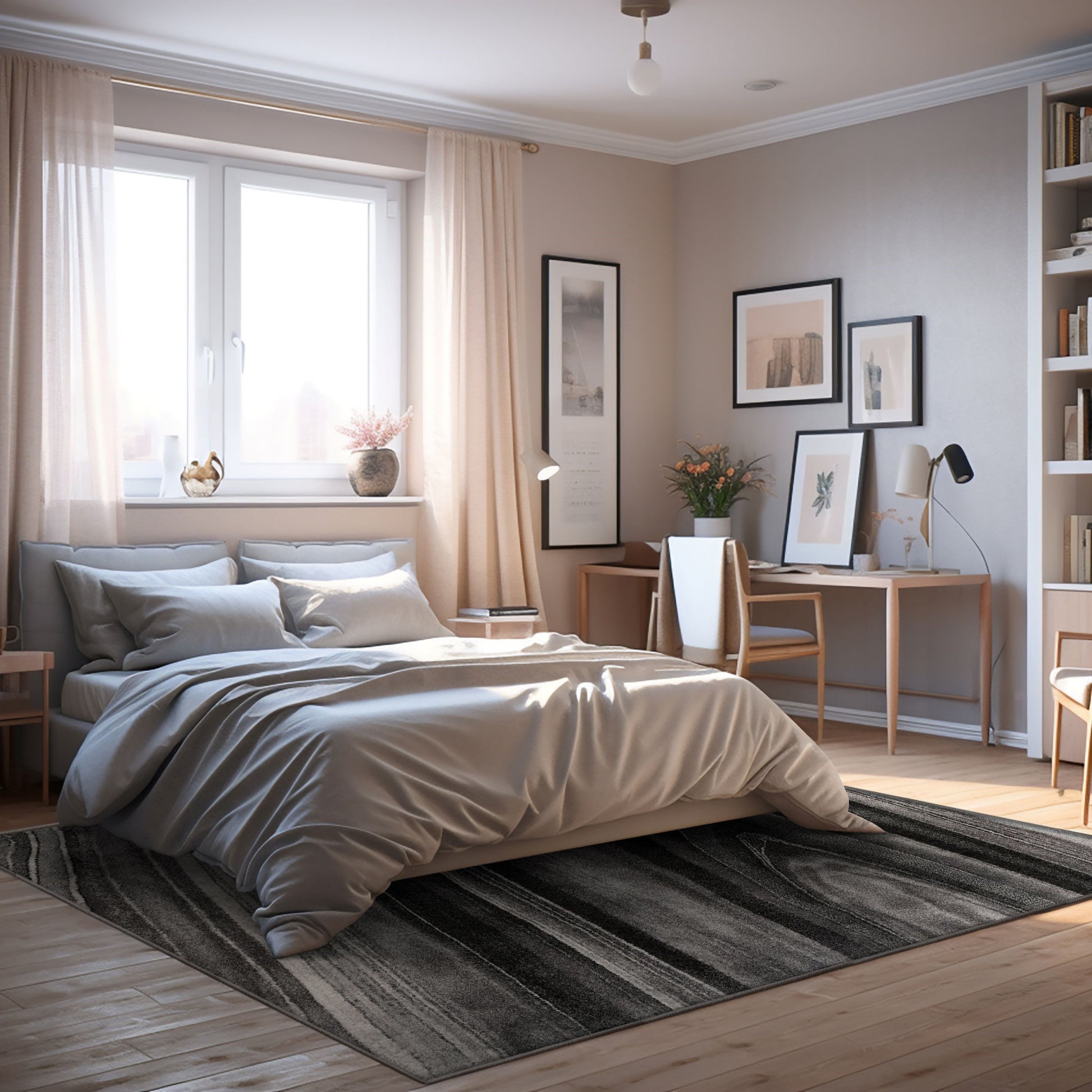 4' X 6' Dark Gray Abstract Illusional Area Rug-Area Rugs-DECOROLALA