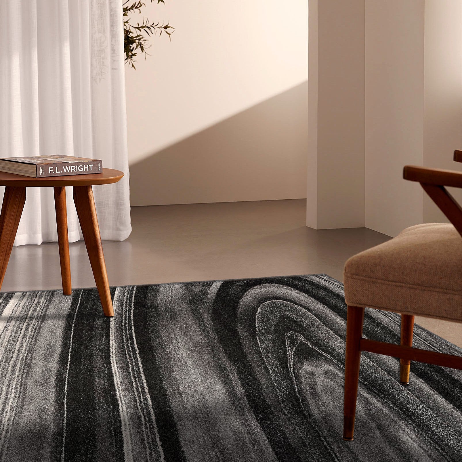 4' X 6' Dark Gray Abstract Illusional Area Rug-Area Rugs-DECOROLALA