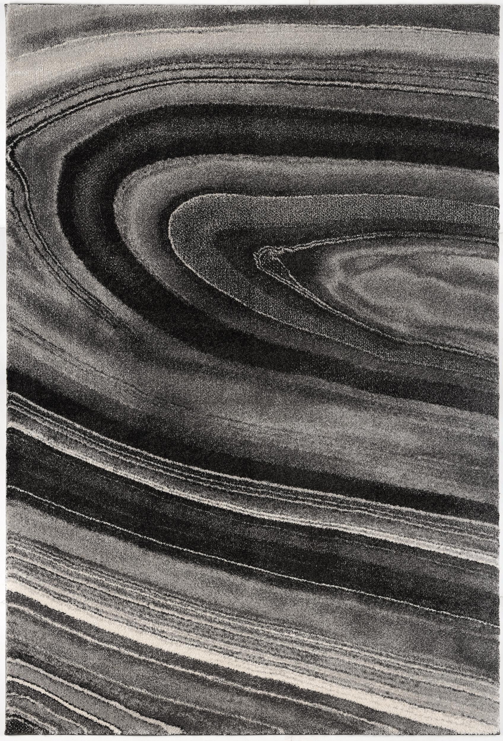 4' X 6' Dark Gray Abstract Illusional Area Rug-Area Rugs-DECOROLALA