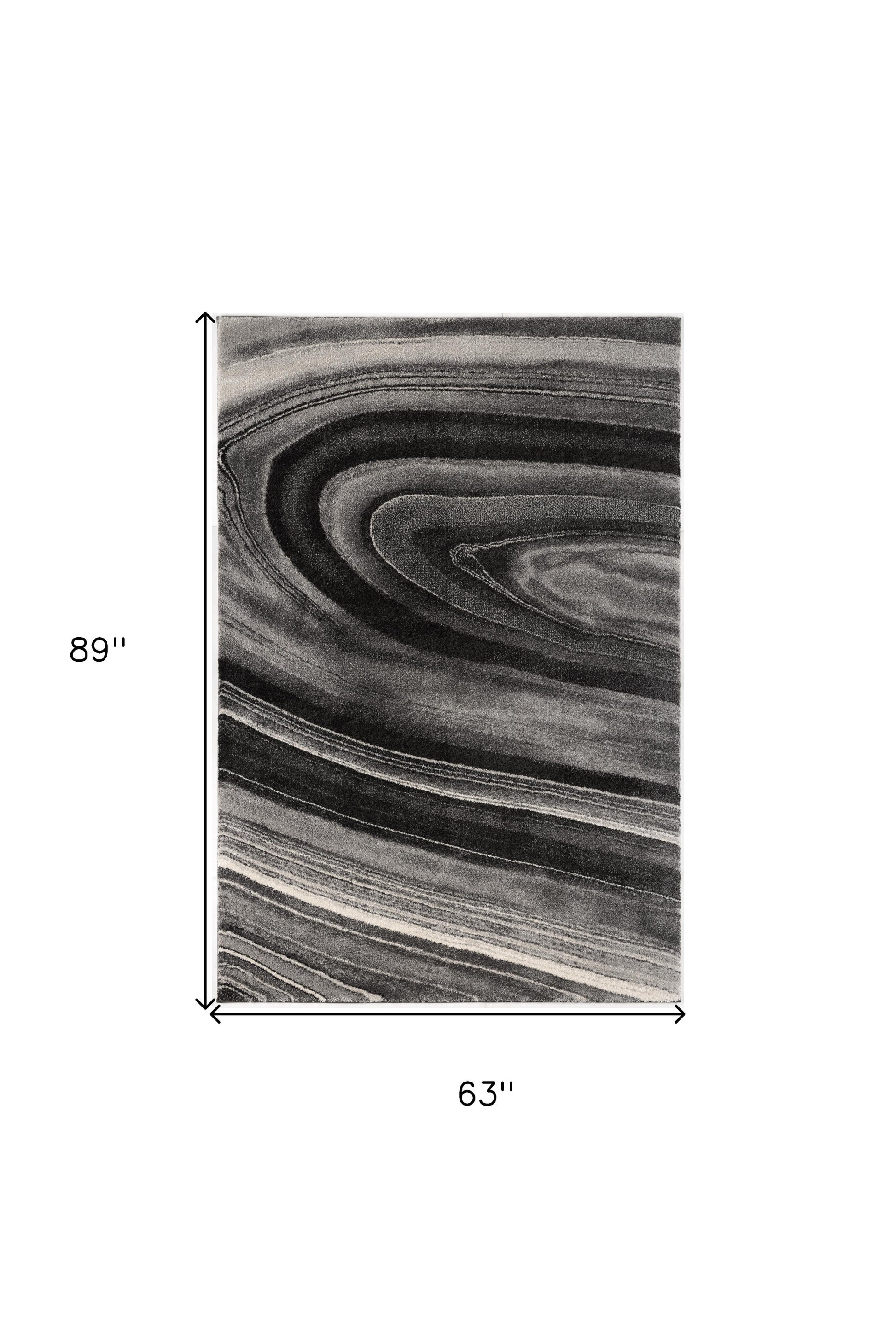 4' X 6' Dark Gray Abstract Illusional Area Rug-Area Rugs-DECOROLALA