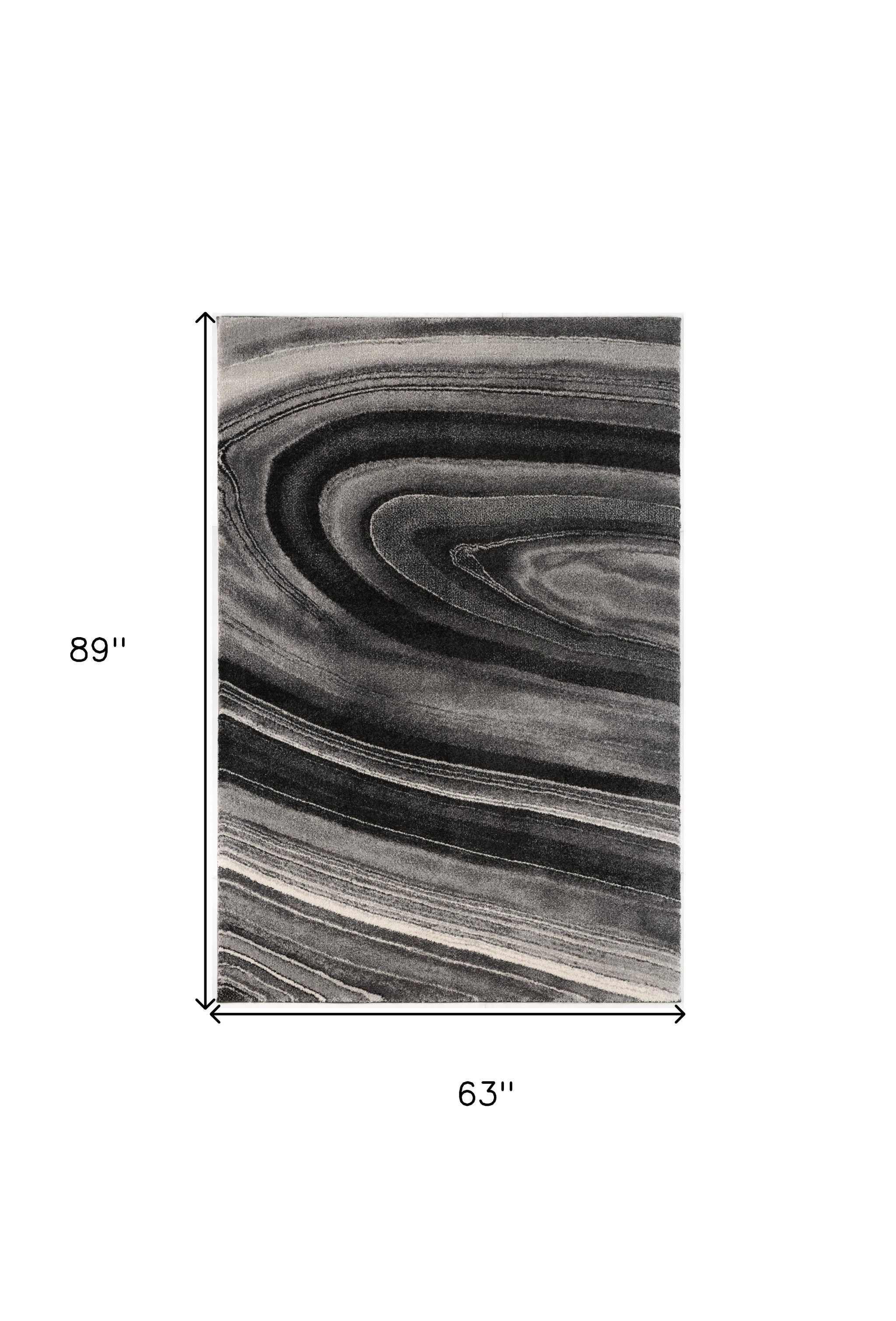 4' X 6' Dark Gray Abstract Illusional Area Rug-Area Rugs-DECOROLALA