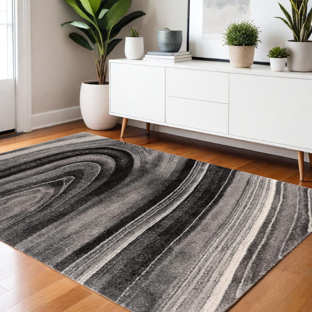 4' X 6' Dark Gray Abstract Illusional Area Rug-Area Rugs-DECOROLALA