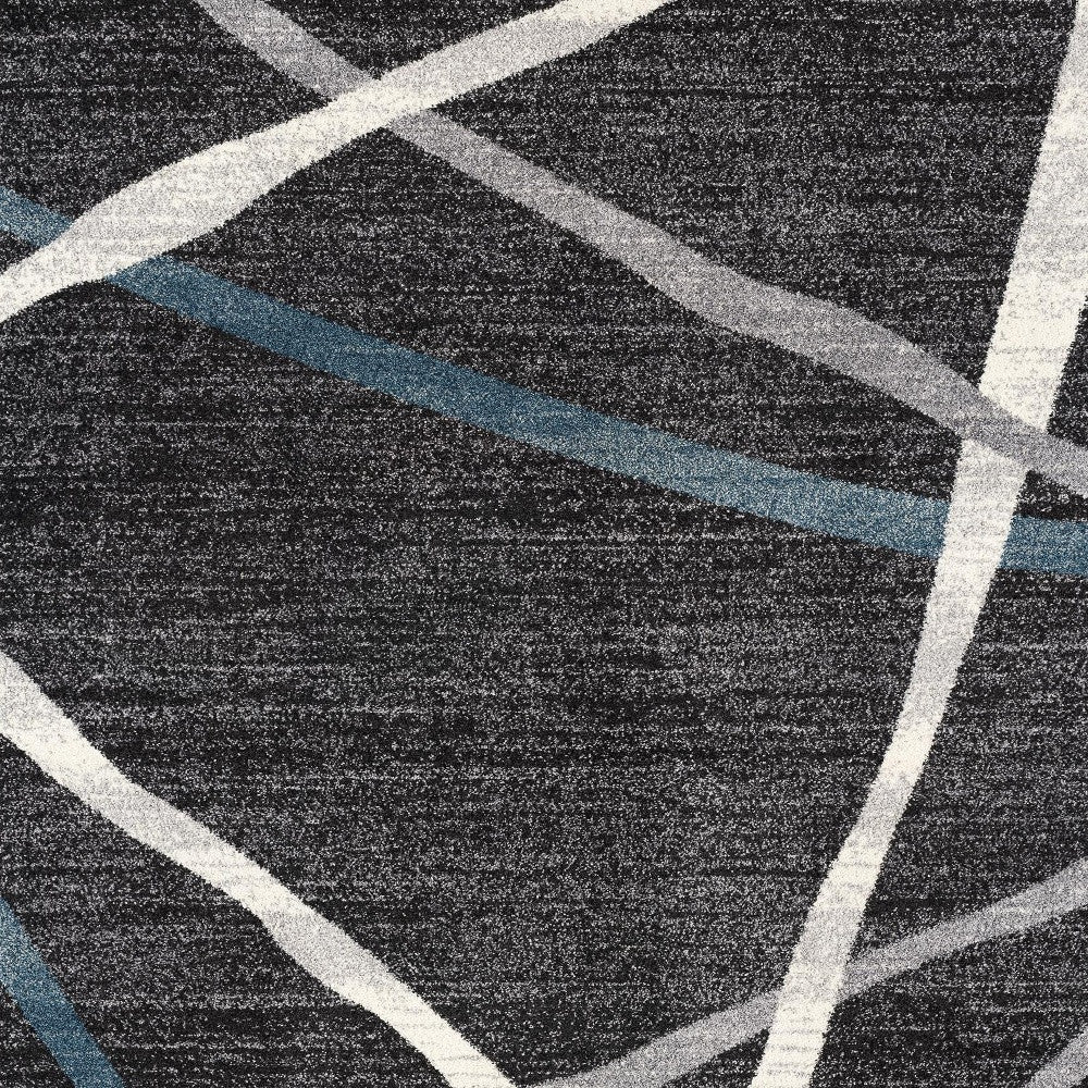4' X 6' Distressed Black And Gray Abstract Area Rug-Area Rugs-DECOROLALA