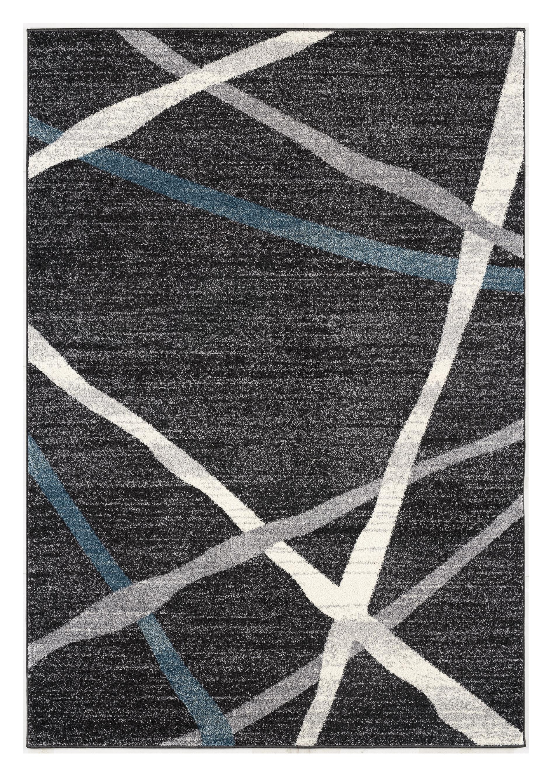 4' X 6' Distressed Black And Gray Abstract Area Rug-Area Rugs-DECOROLALA