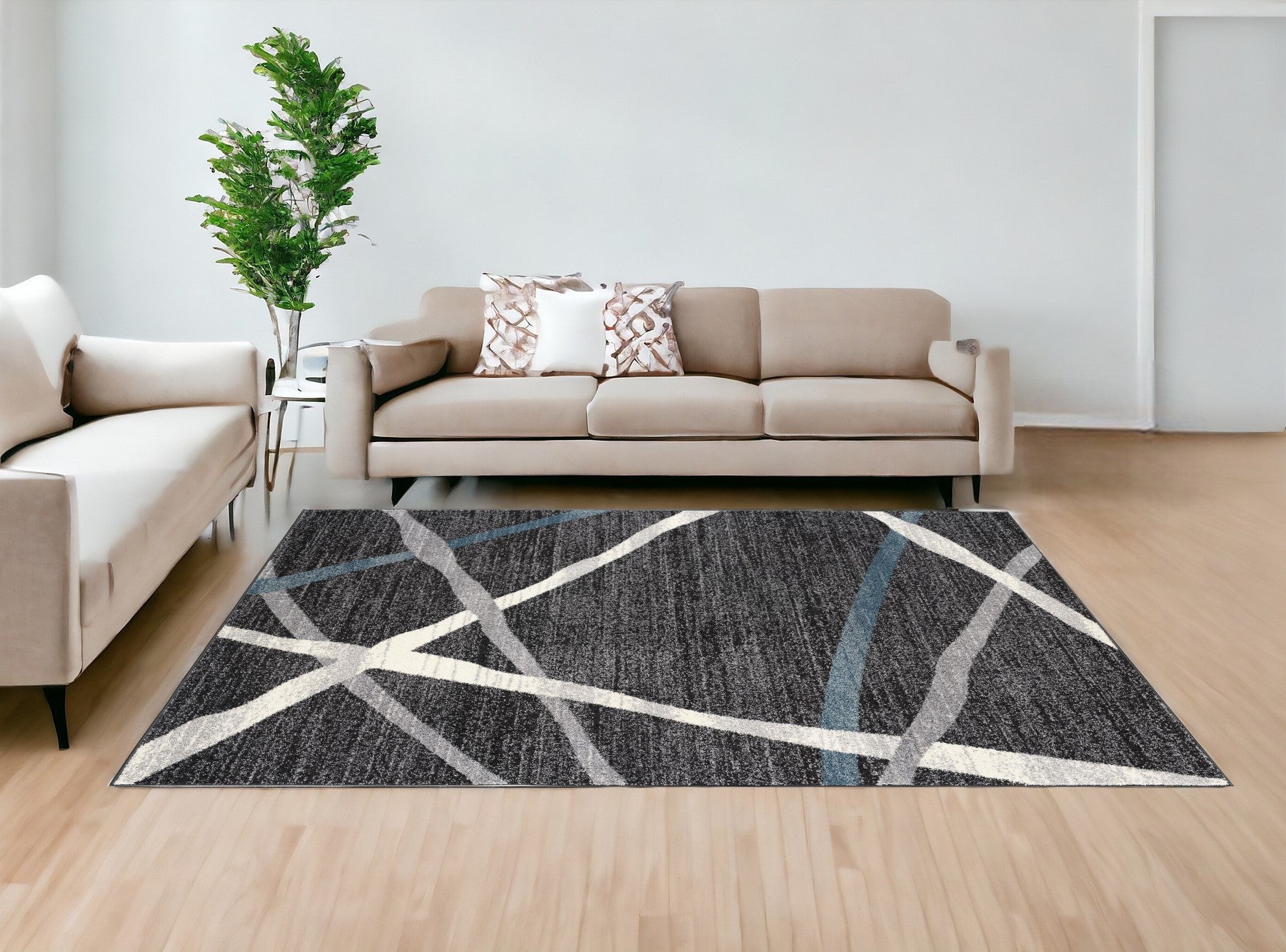 4' X 6' Distressed Black And Gray Abstract Area Rug-Area Rugs-DECOROLALA