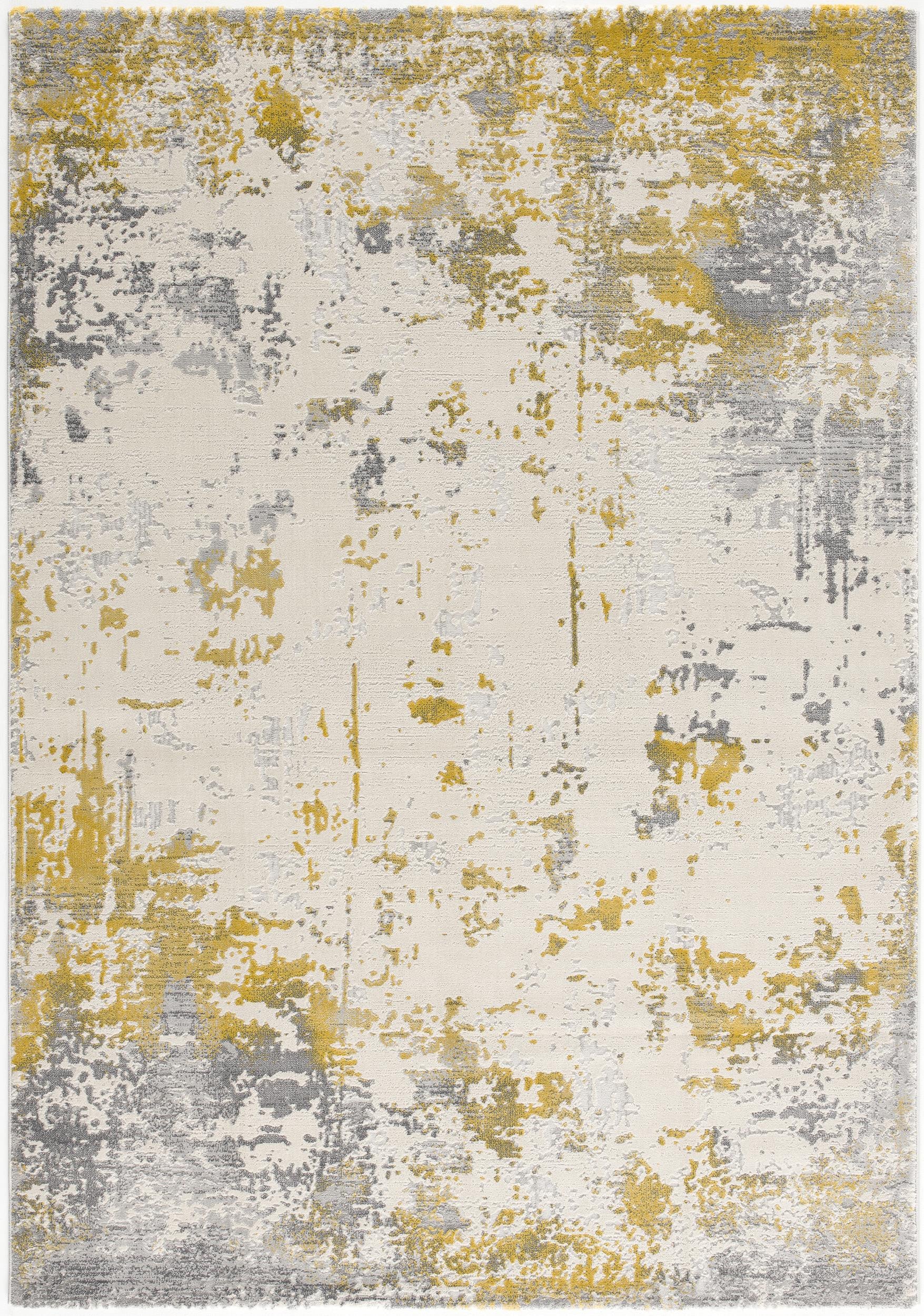 4' X 6' Gold Abstract Dhurrie Area Rug-Area Rugs-DECOROLALA