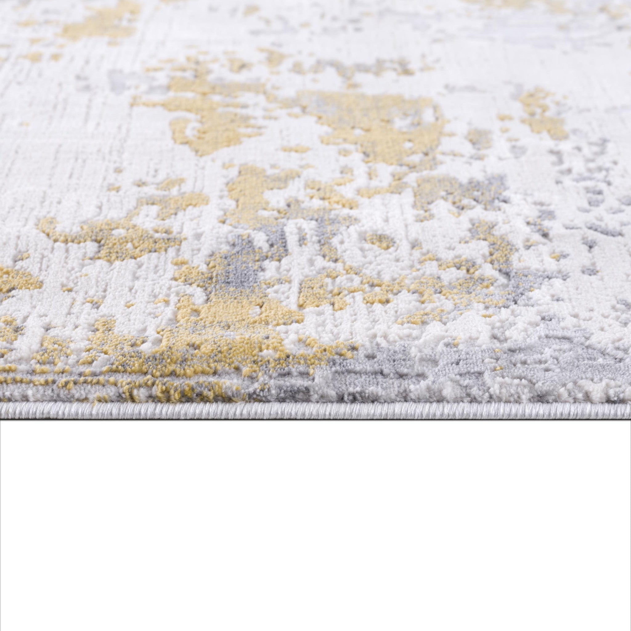 4' X 6' Gold Abstract Dhurrie Area Rug-Area Rugs-DECOROLALA