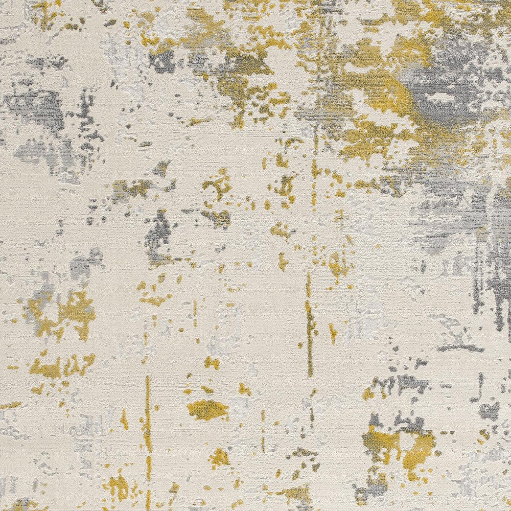 4' X 6' Gold Abstract Dhurrie Area Rug-Area Rugs-DECOROLALA