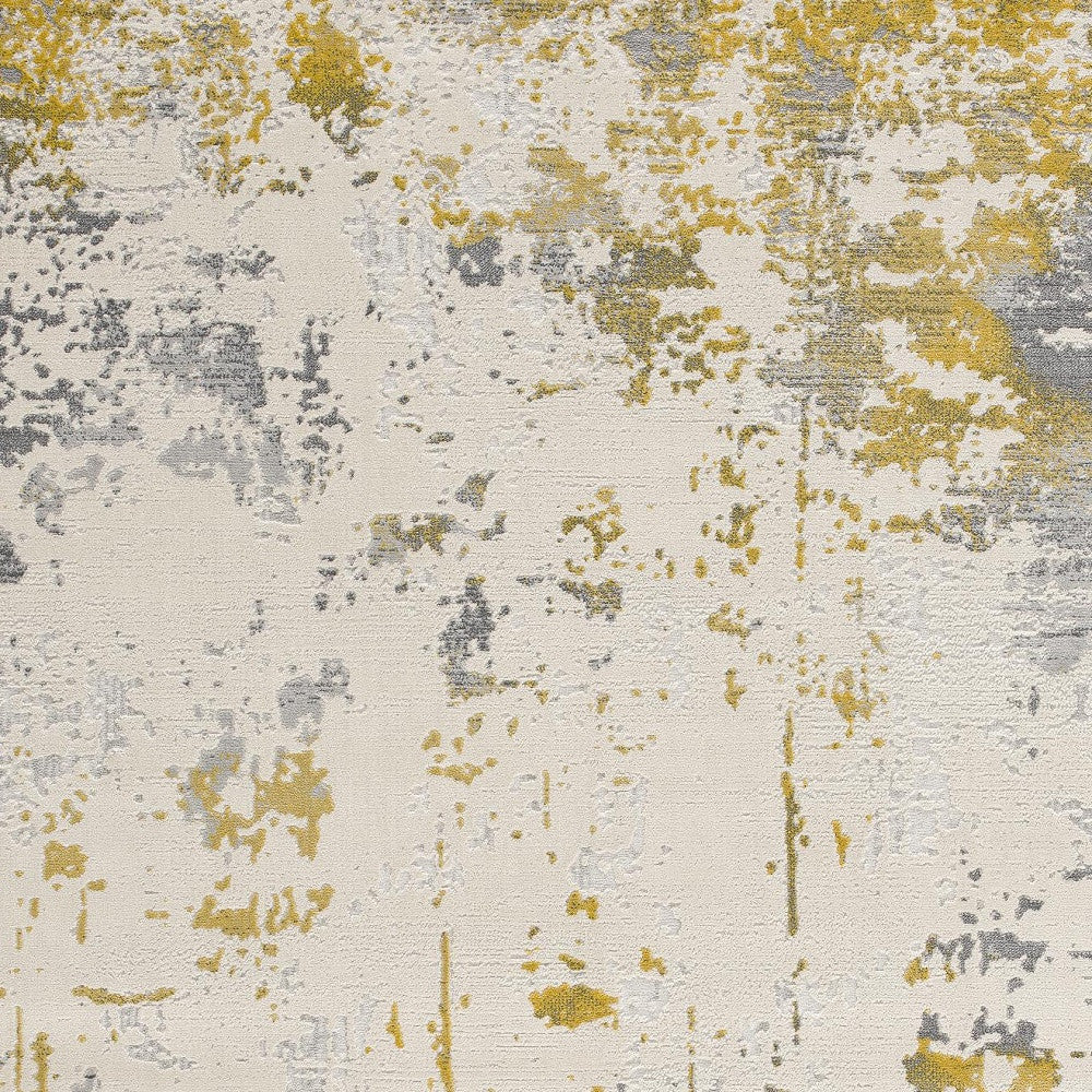 4' X 6' Gold Abstract Dhurrie Area Rug-Area Rugs-DECOROLALA