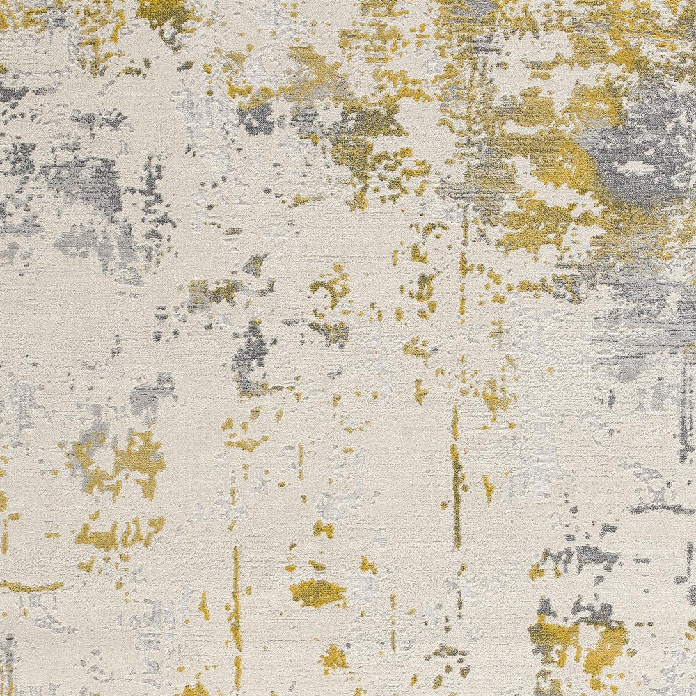 4' X 6' Gold Abstract Dhurrie Area Rug-Area Rugs-DECOROLALA