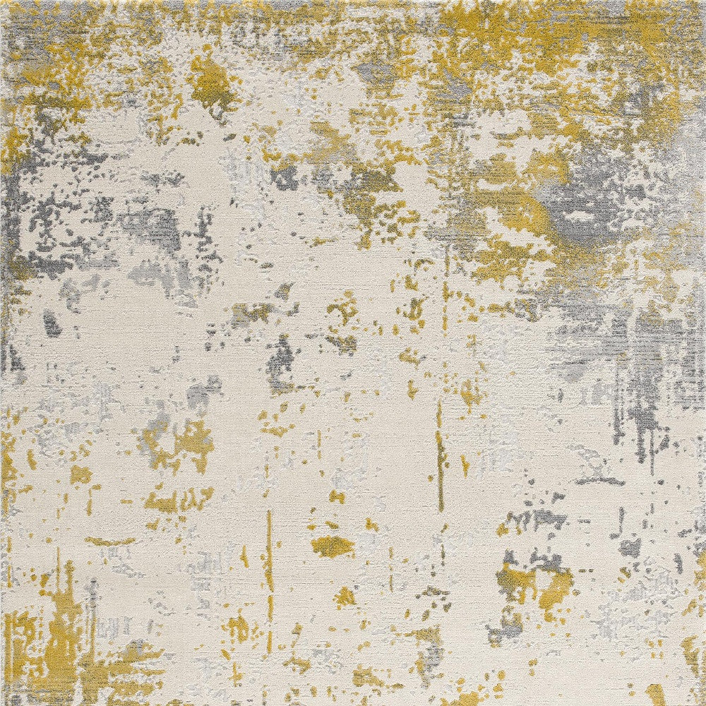 4' X 6' Gold Abstract Dhurrie Area Rug-Area Rugs-DECOROLALA