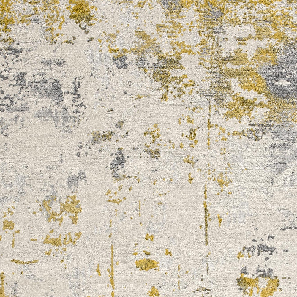 4' X 6' Gold Abstract Dhurrie Area Rug-Area Rugs-DECOROLALA
