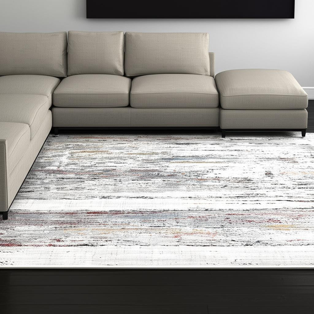4' X 6' Gray Abstract Irregular Blocks Area Rug-Area Rugs-DECOROLALA