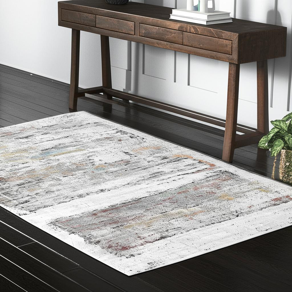 4' X 6' Gray Abstract Irregular Blocks Area Rug-Area Rugs-DECOROLALA