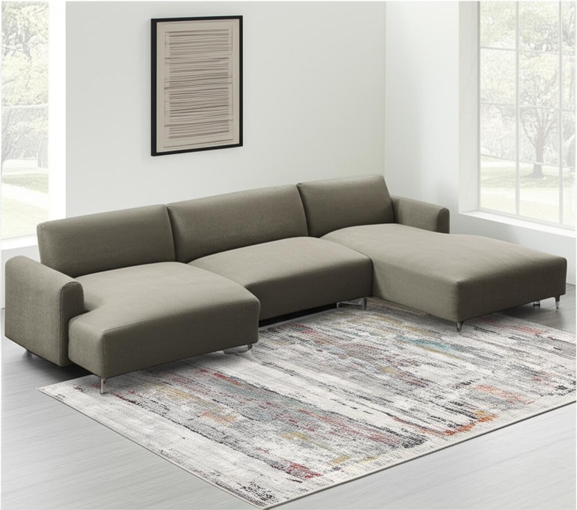 4' X 6' Gray Abstract Irregular Blocks Area Rug-Area Rugs-DECOROLALA