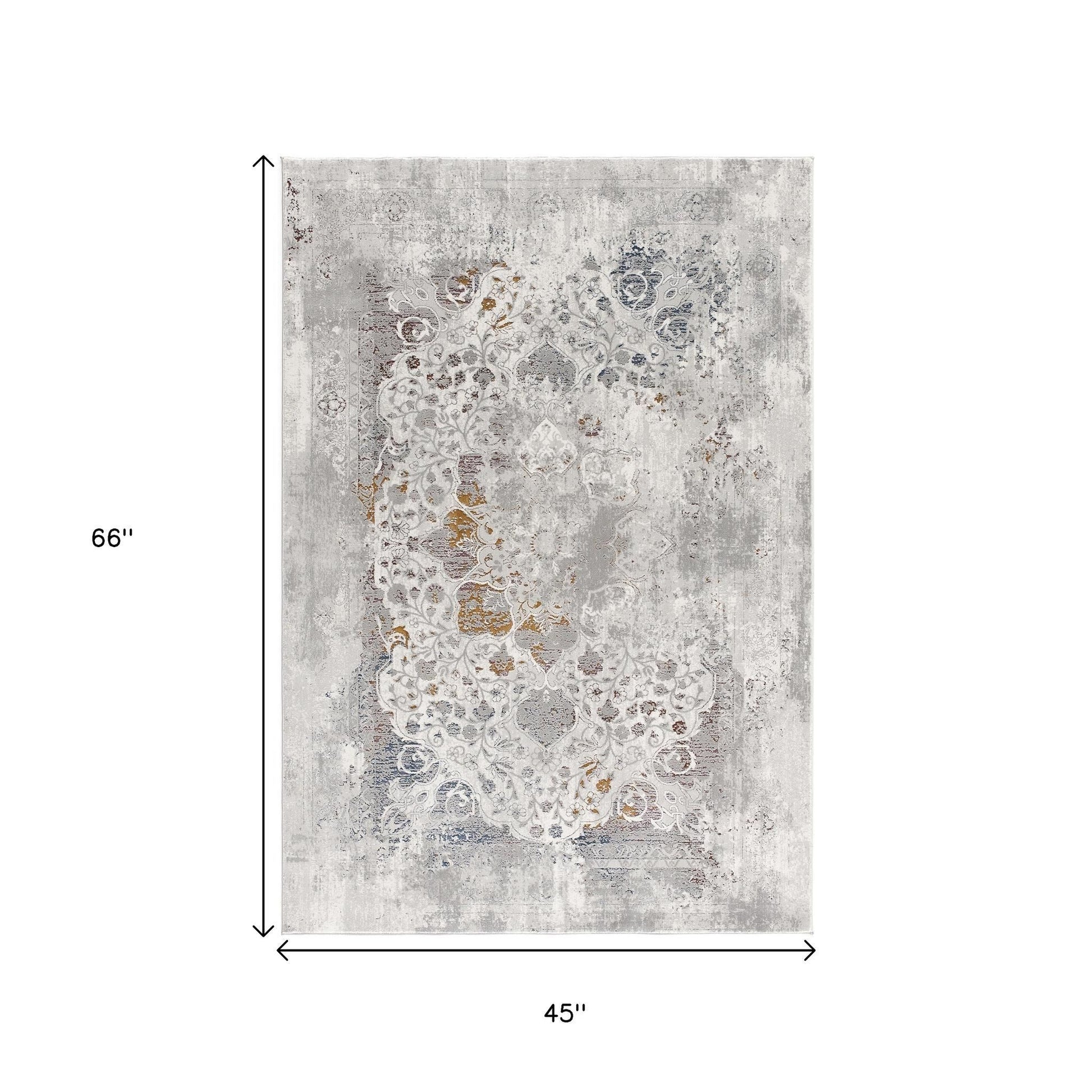 4' X 6' Gray Abstract Patterns Area Rug-Area Rugs-DECOROLALA