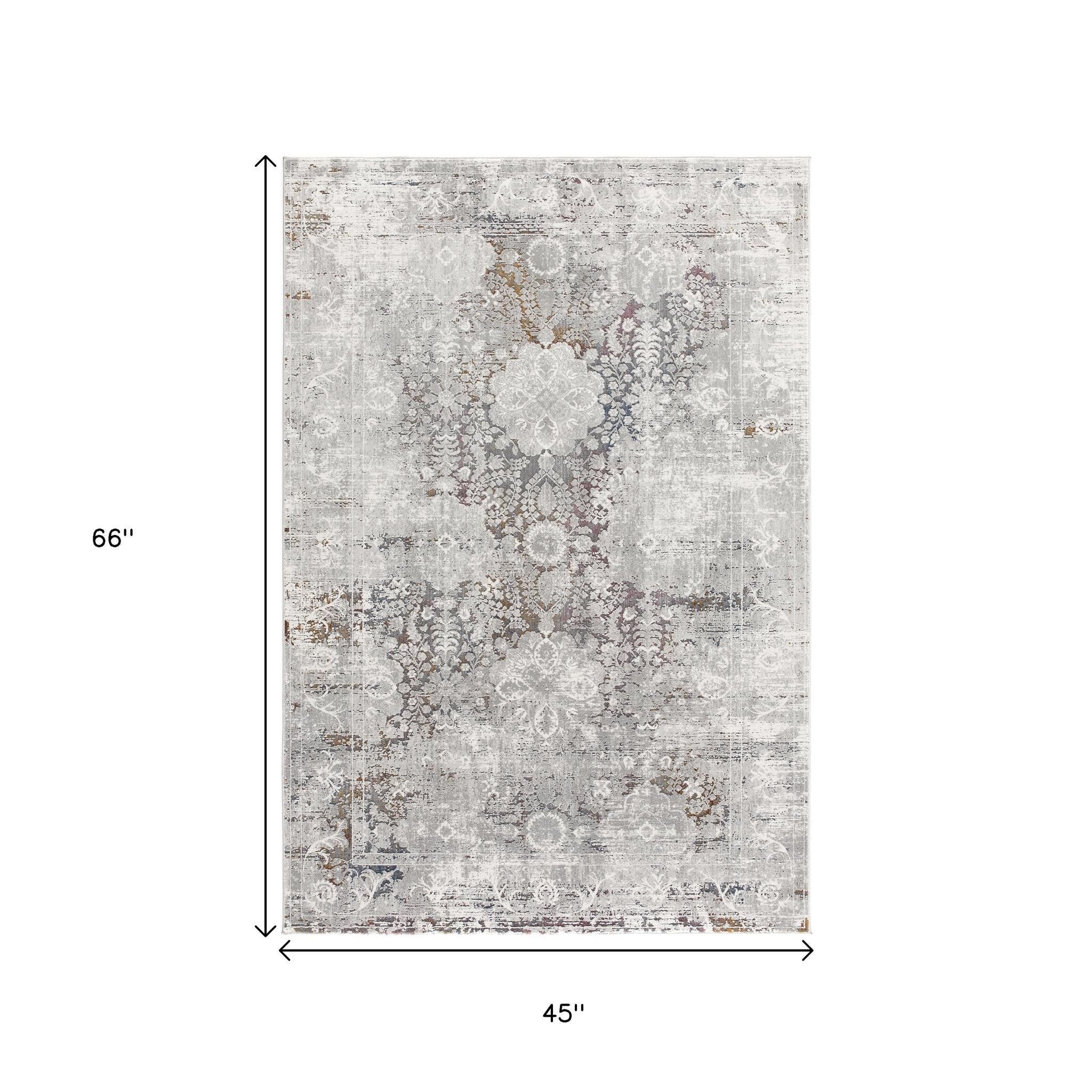 4' X 6' Gray Abstract Patterns Area Rug-Area Rugs-DECOROLALA