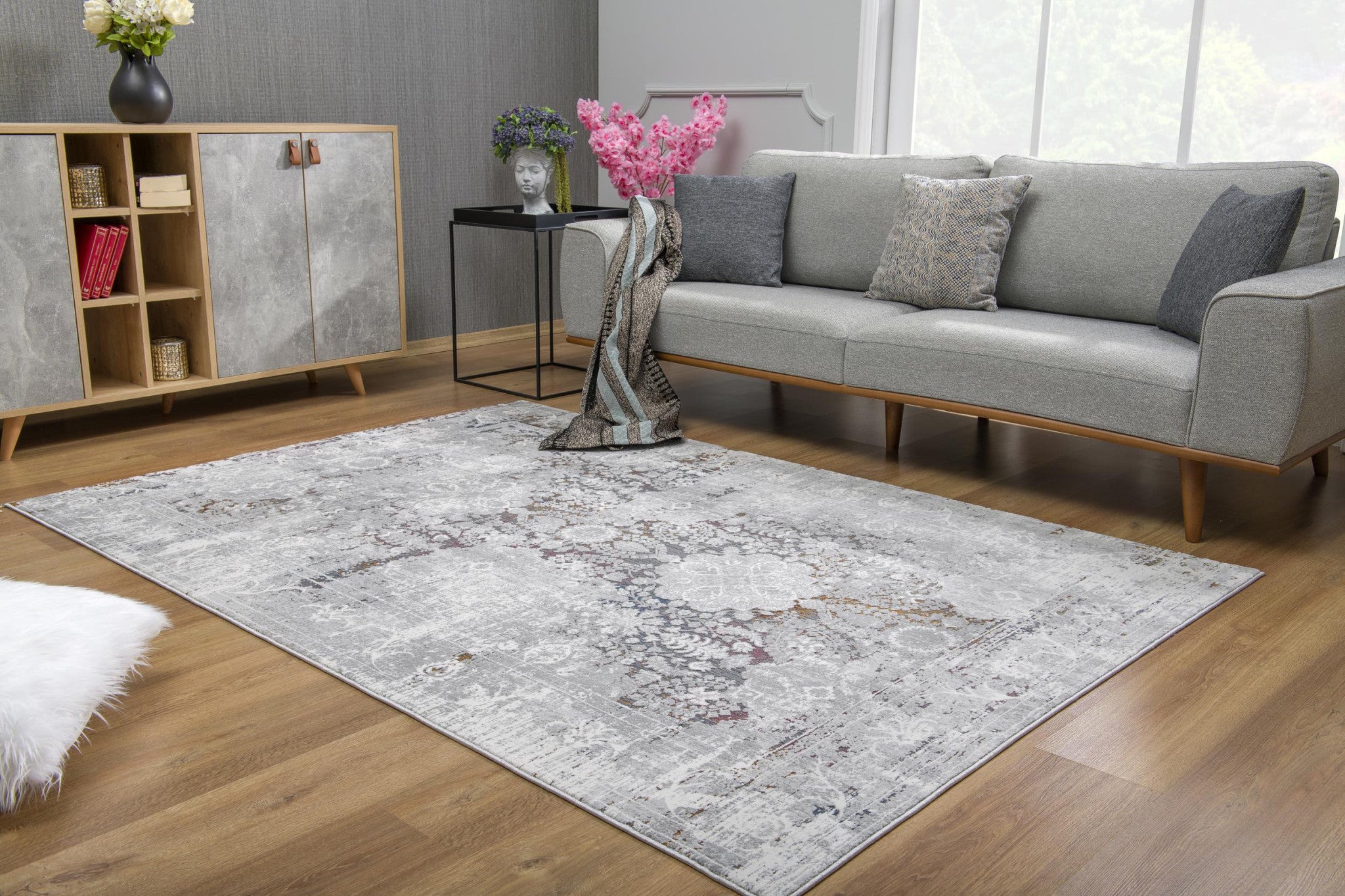 4' X 6' Gray Abstract Patterns Area Rug-Area Rugs-DECOROLALA