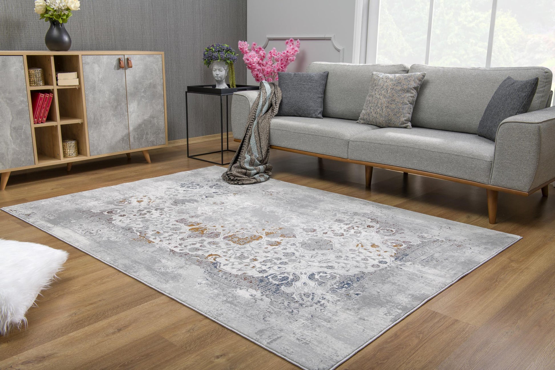4' X 6' Gray Abstract Patterns Area Rug-Area Rugs-DECOROLALA