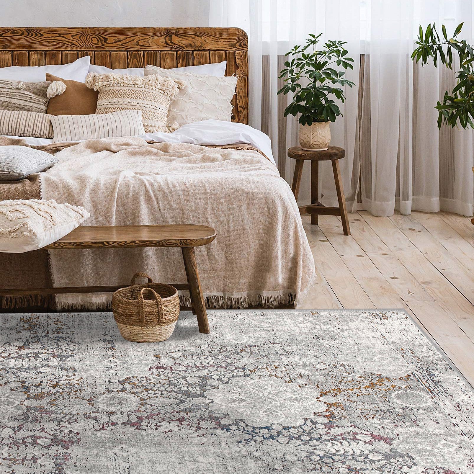 4' X 6' Gray Abstract Patterns Area Rug-Area Rugs-DECOROLALA