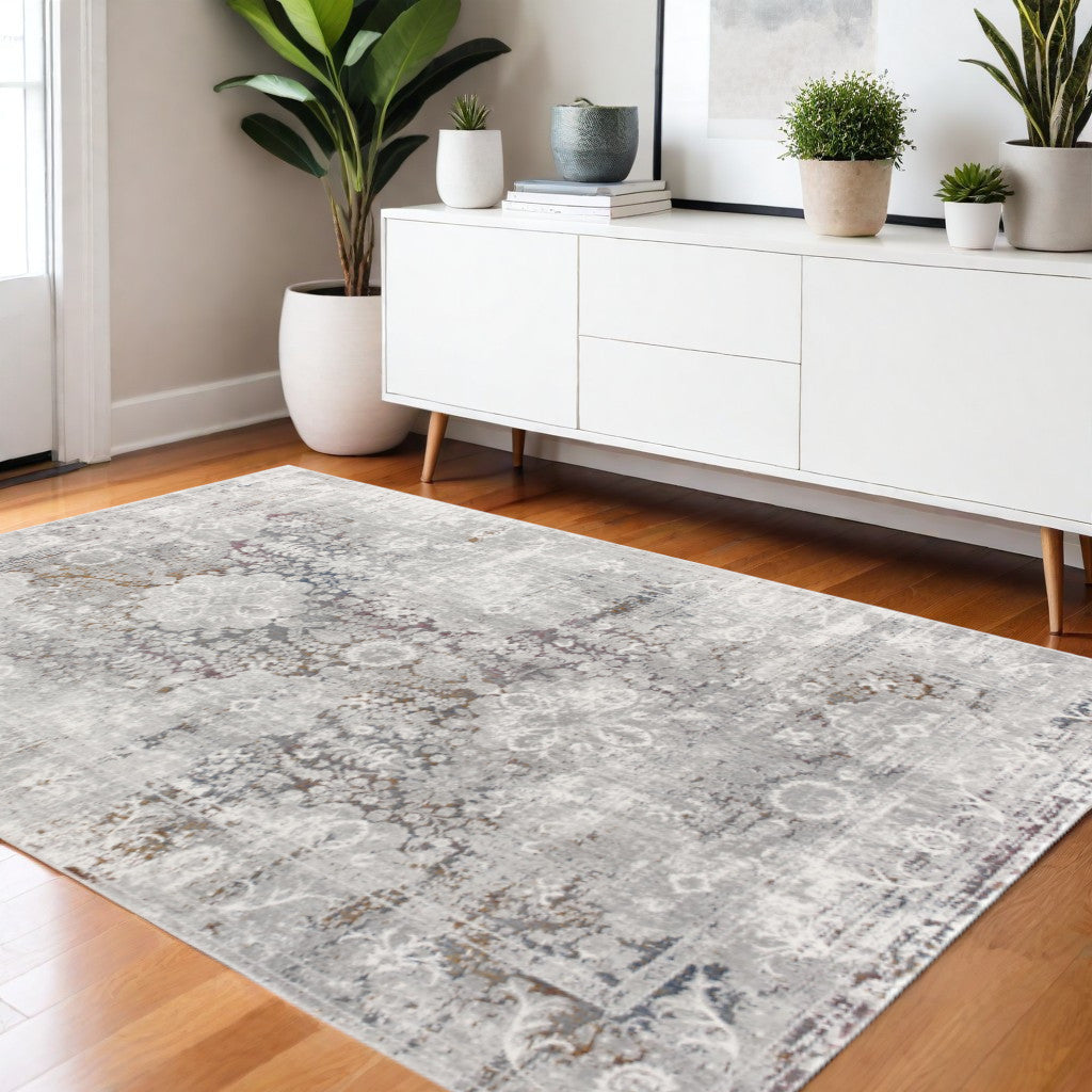 4' X 6' Gray Abstract Patterns Area Rug-Area Rugs-DECOROLALA