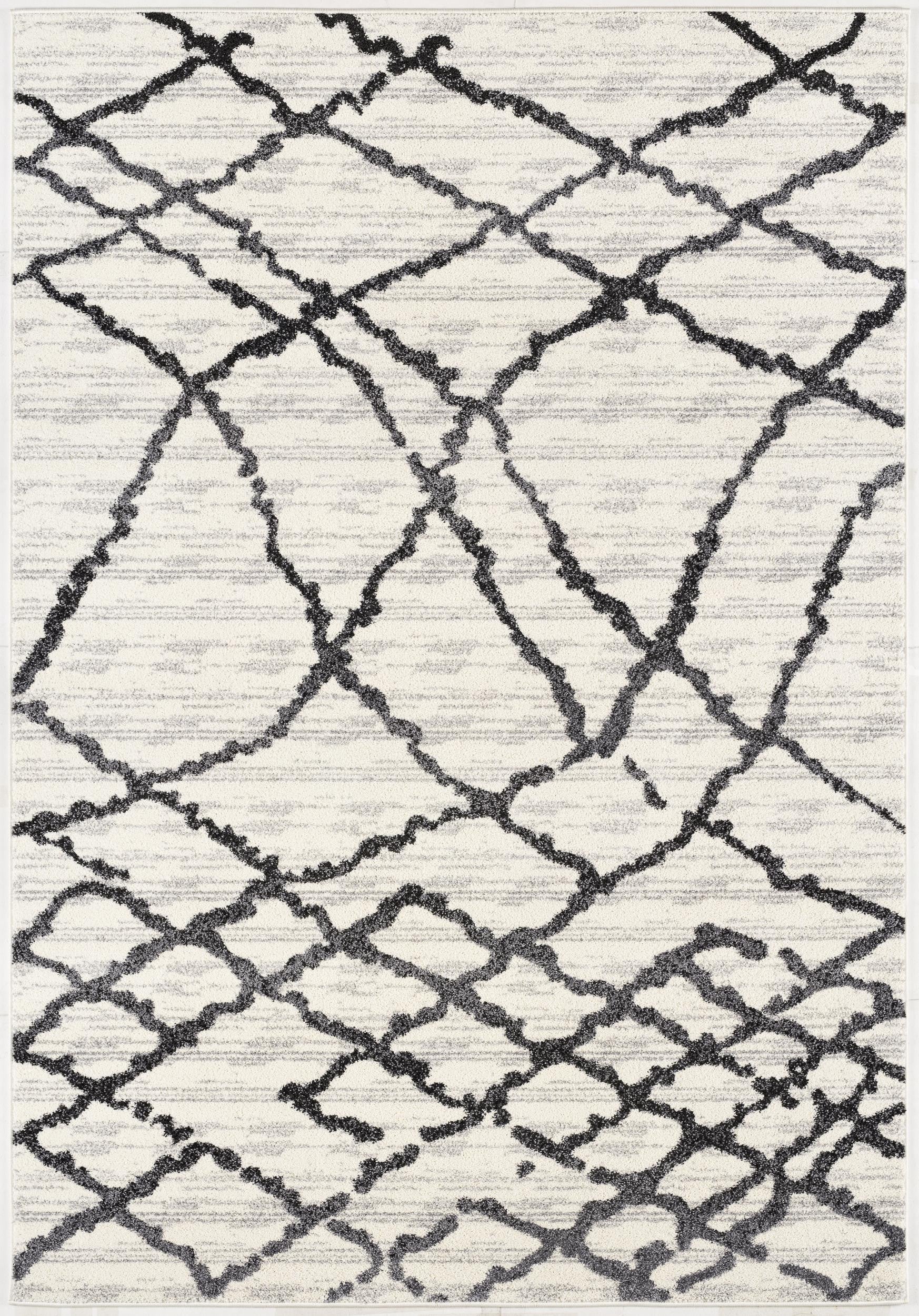 4' X 6' Gray And Black Modern Abstract Area Rug-Area Rugs-DECOROLALA
