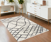 4' X 6' Gray And Black Modern Abstract Area Rug-Area Rugs-DECOROLALA