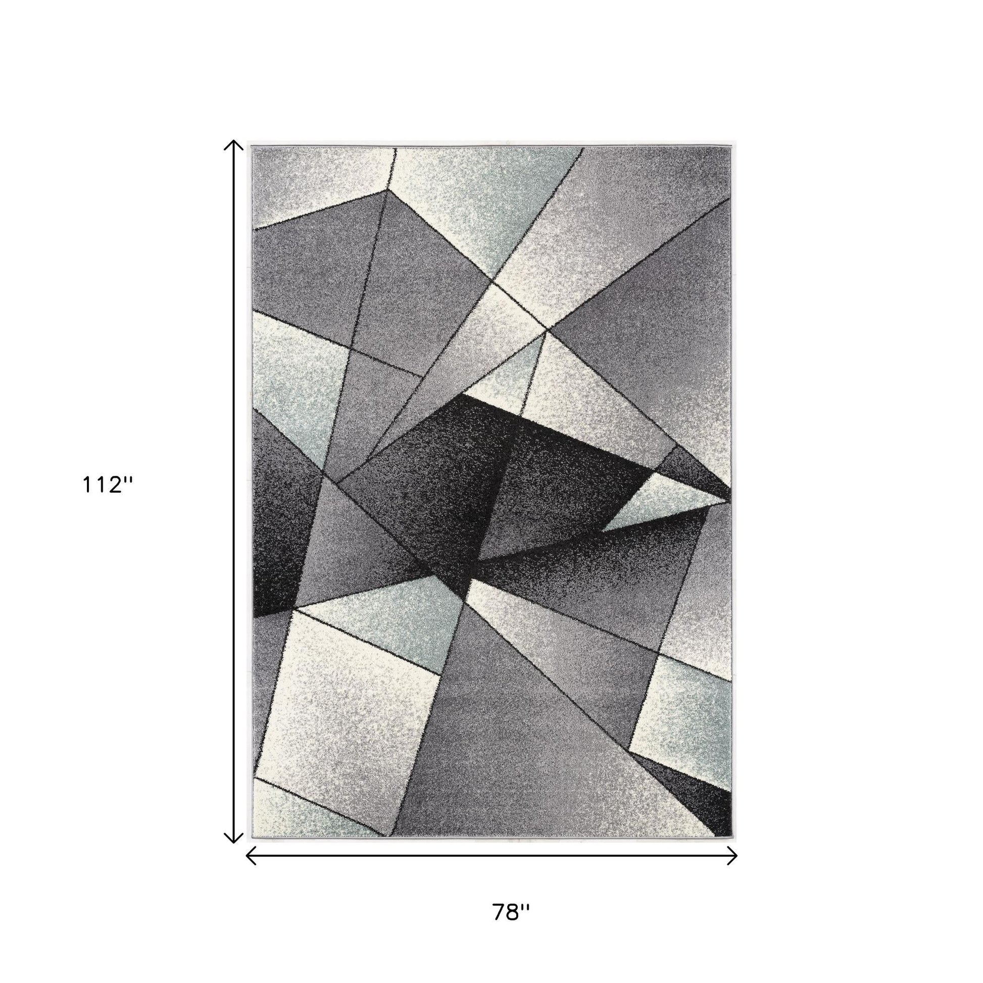 4' X 6' Gray And Blue Prism Pattern Area Rug-Area Rugs-DECOROLALA