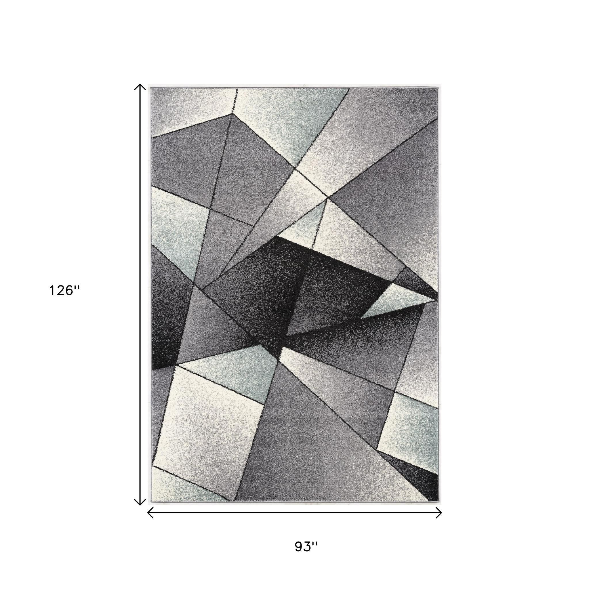 4' X 6' Gray And Blue Prism Pattern Area Rug-Area Rugs-DECOROLALA