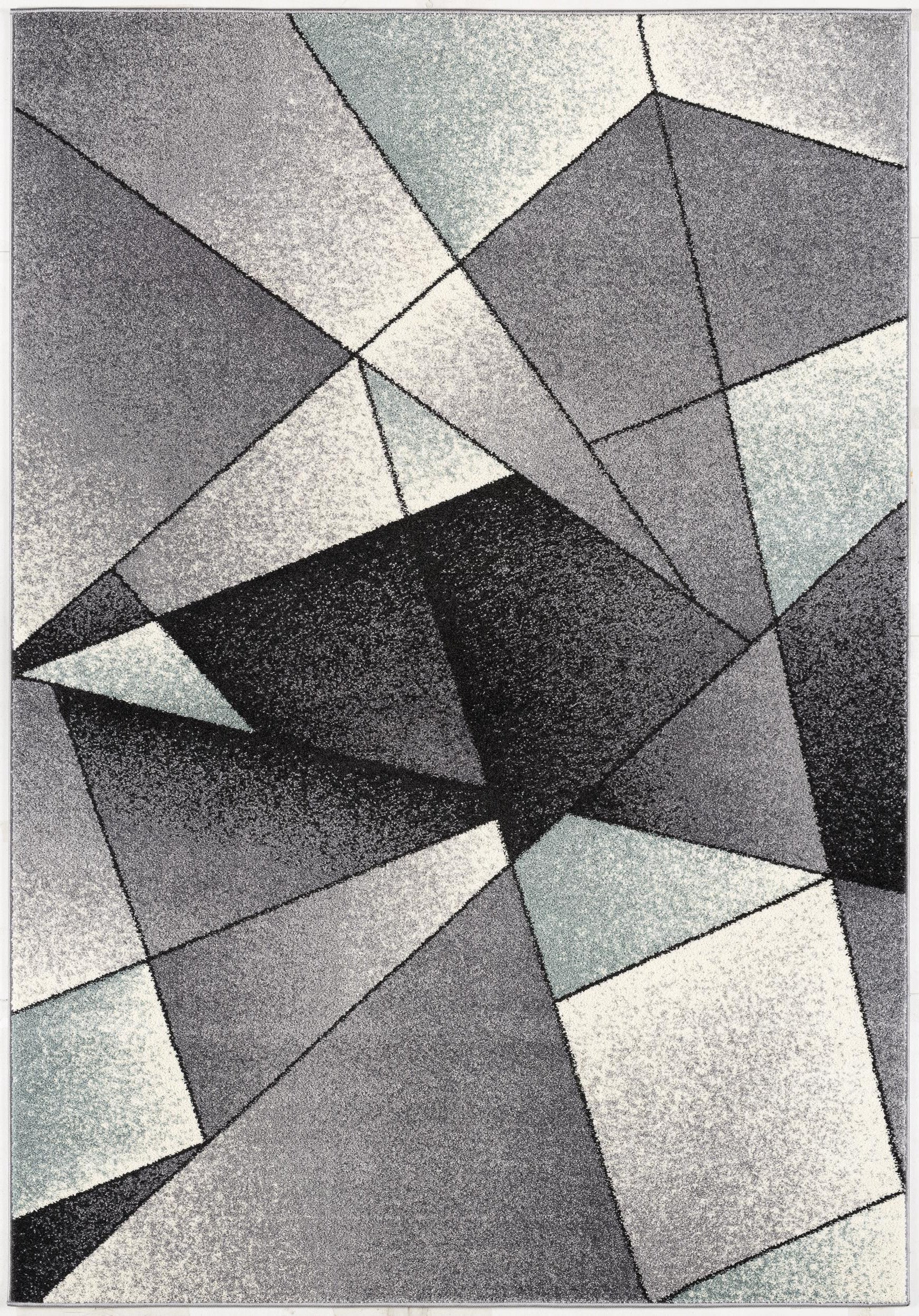 4' X 6' Gray And Blue Prism Pattern Area Rug-Area Rugs-DECOROLALA