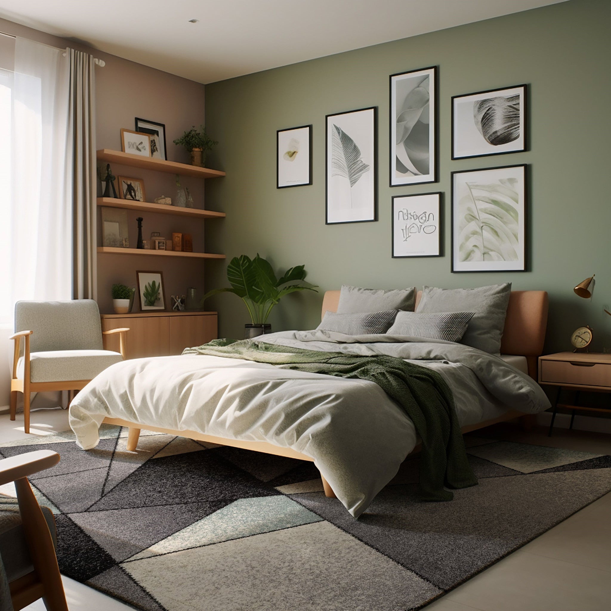 4' X 6' Gray And Blue Prism Pattern Area Rug-Area Rugs-DECOROLALA