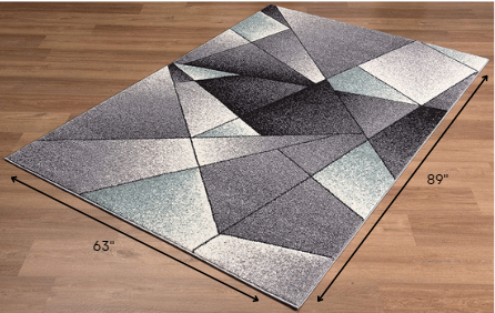 4' X 6' Gray And Blue Prism Pattern Area Rug-Area Rugs-DECOROLALA