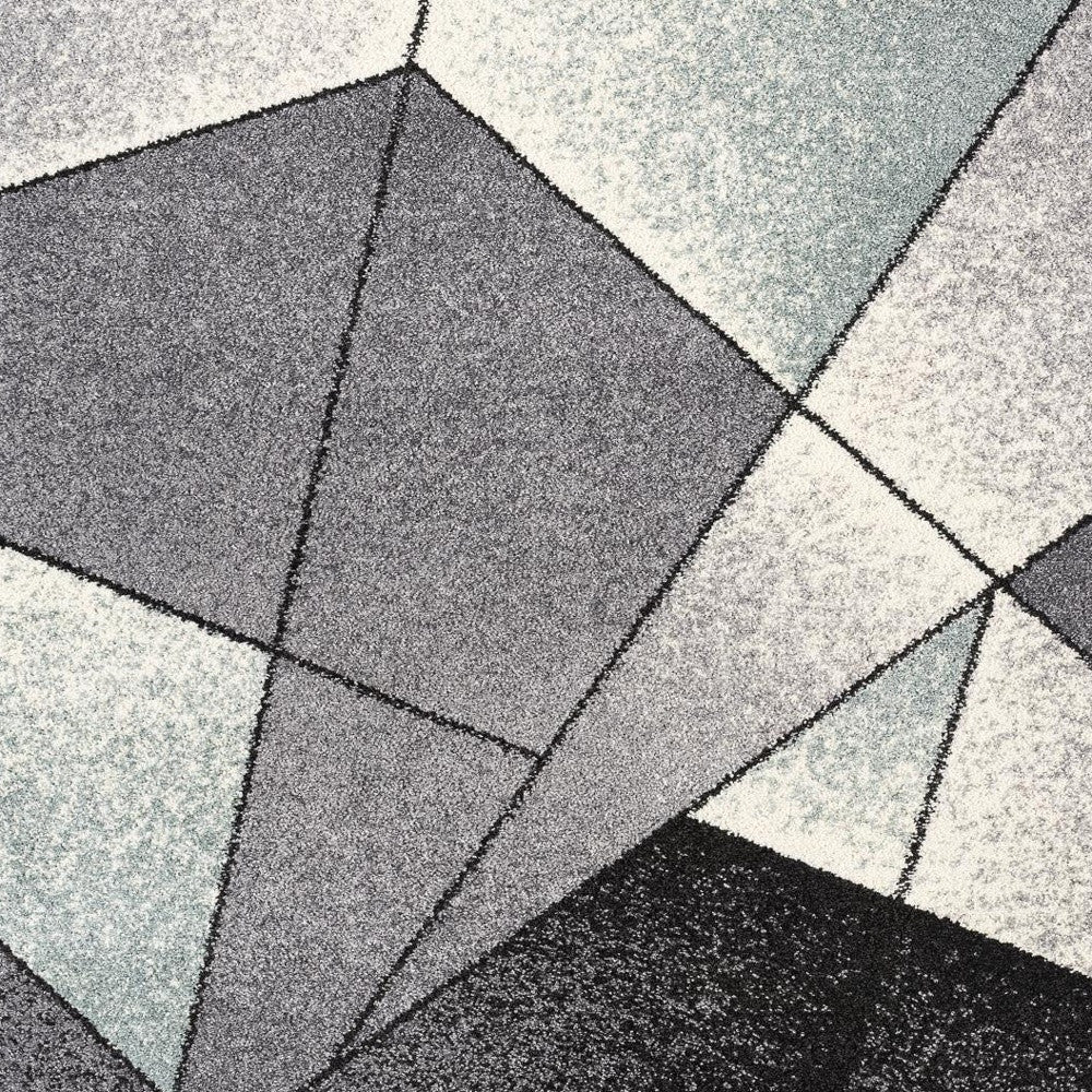 4' X 6' Gray And Blue Prism Pattern Area Rug-Area Rugs-DECOROLALA