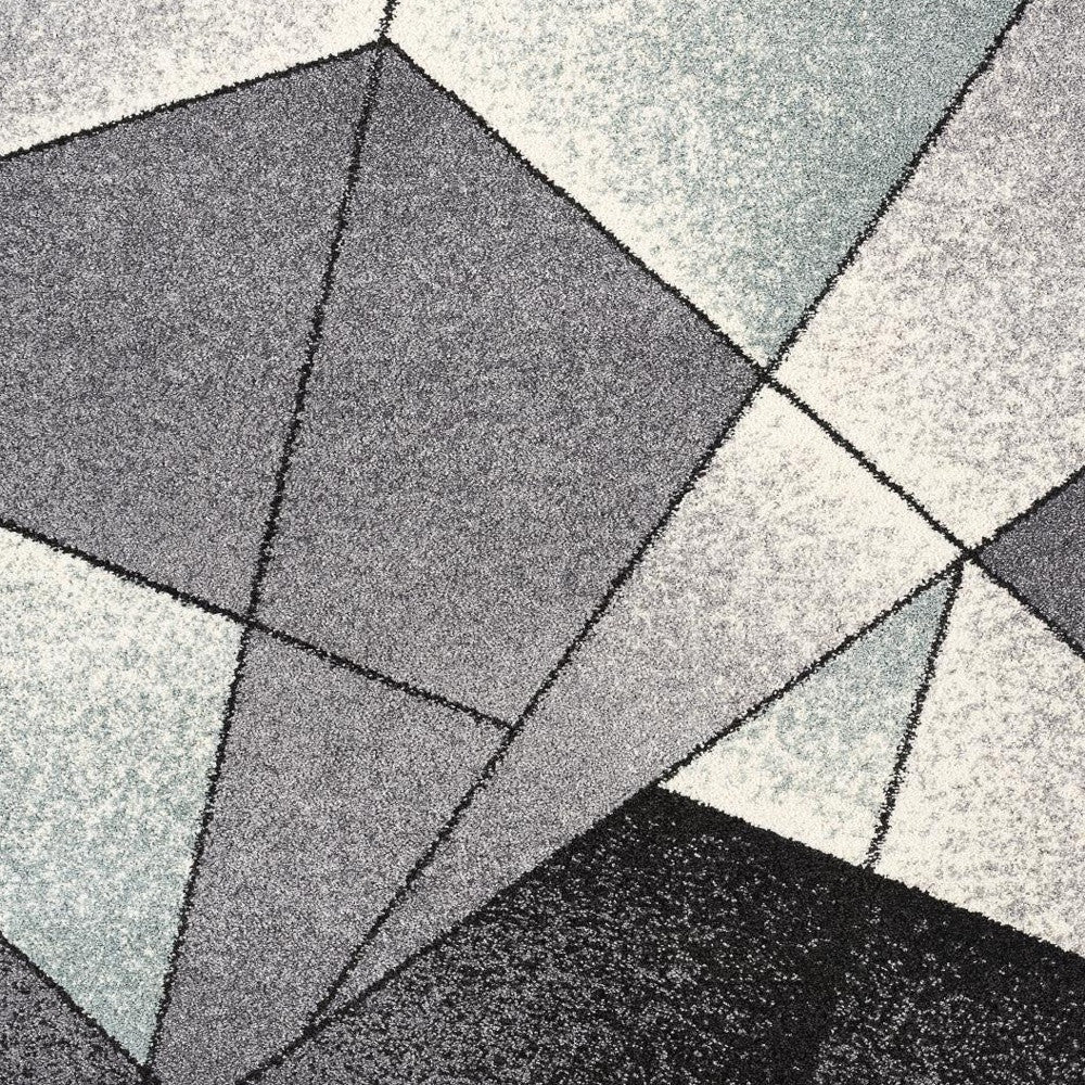 4' X 6' Gray And Blue Prism Pattern Area Rug-Area Rugs-DECOROLALA