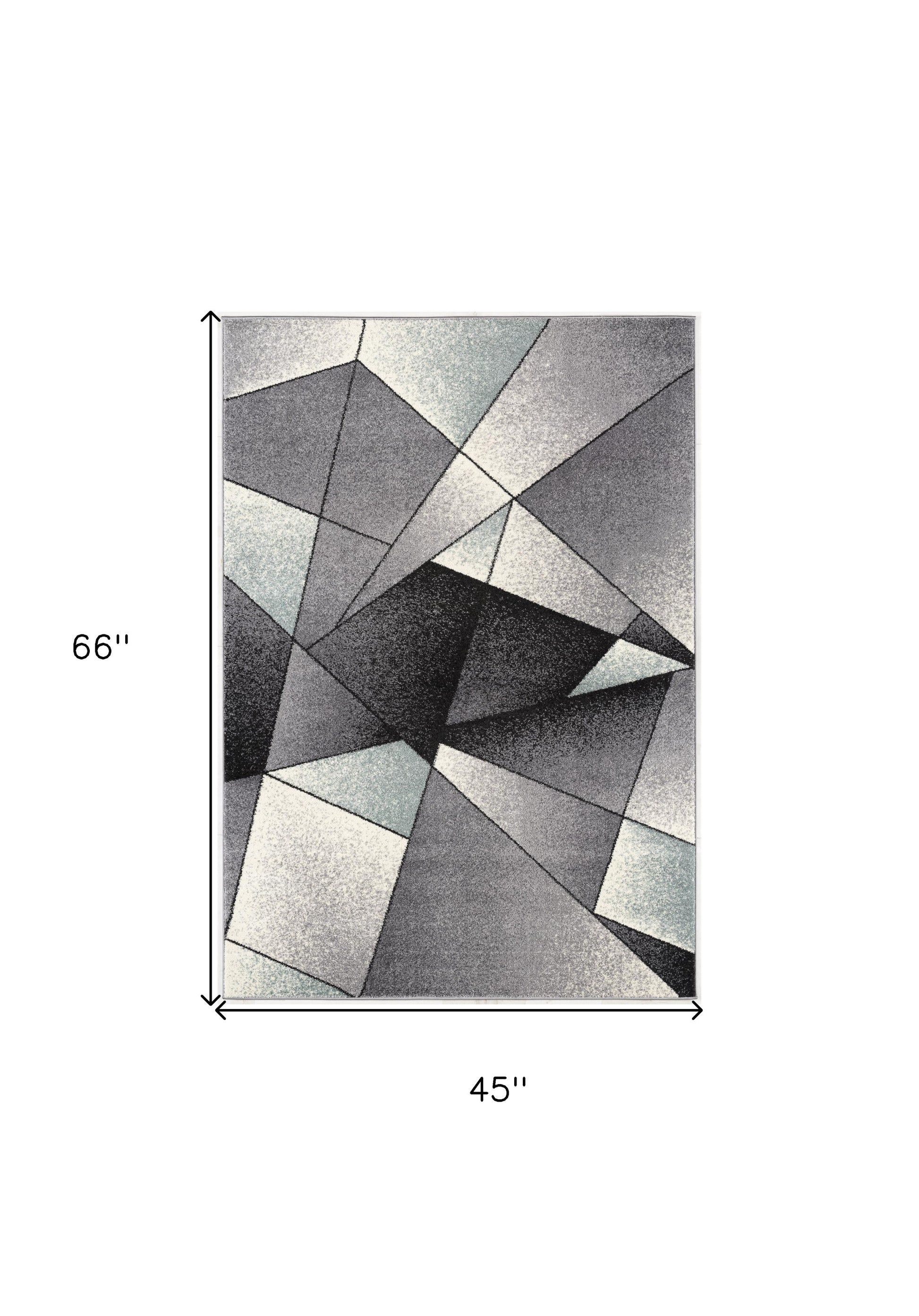 4' X 6' Gray And Blue Prism Pattern Area Rug-Area Rugs-DECOROLALA