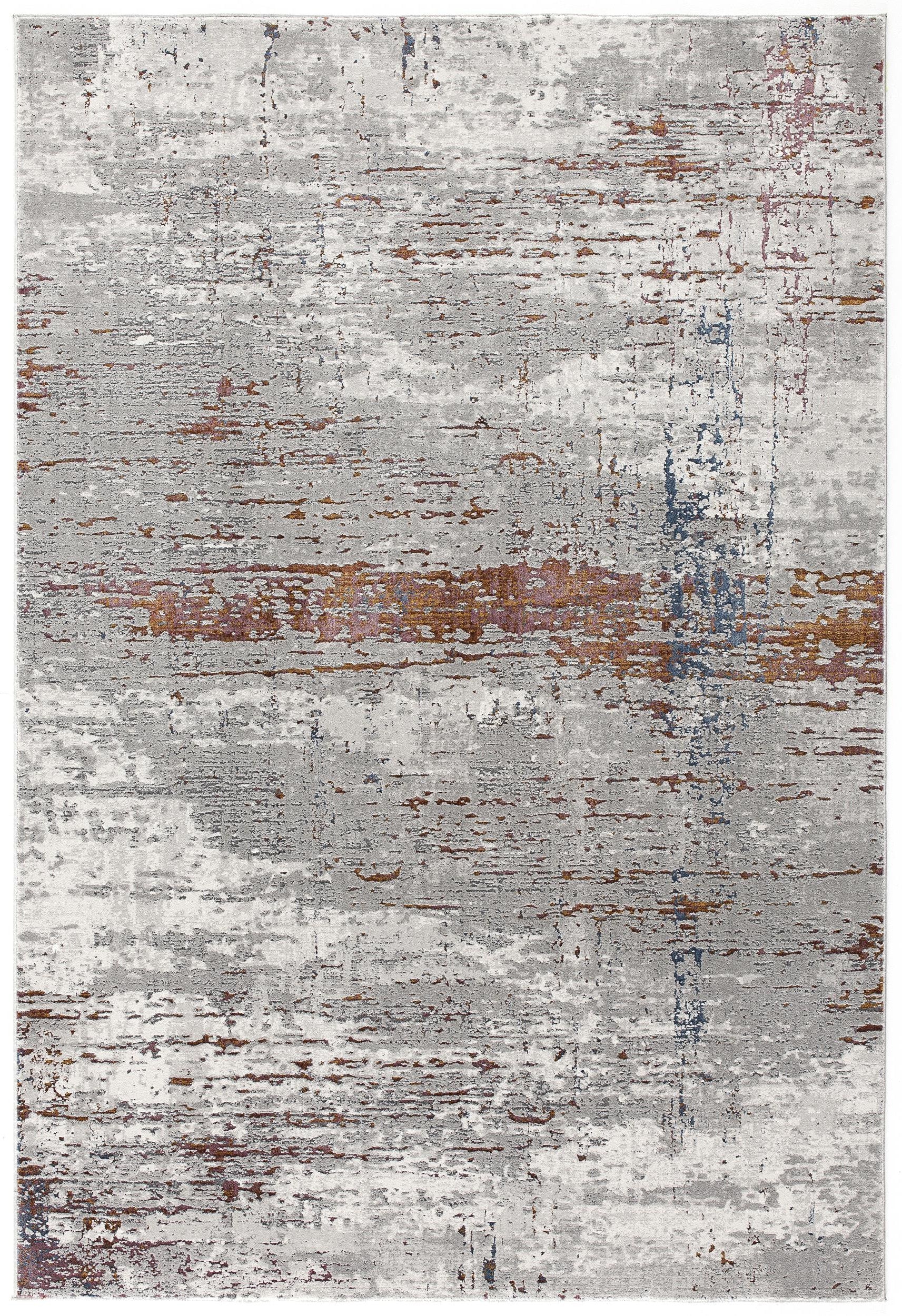 4' X 6' Gray And Brown Abstract Scraped Area Rug-Area Rugs-DECOROLALA