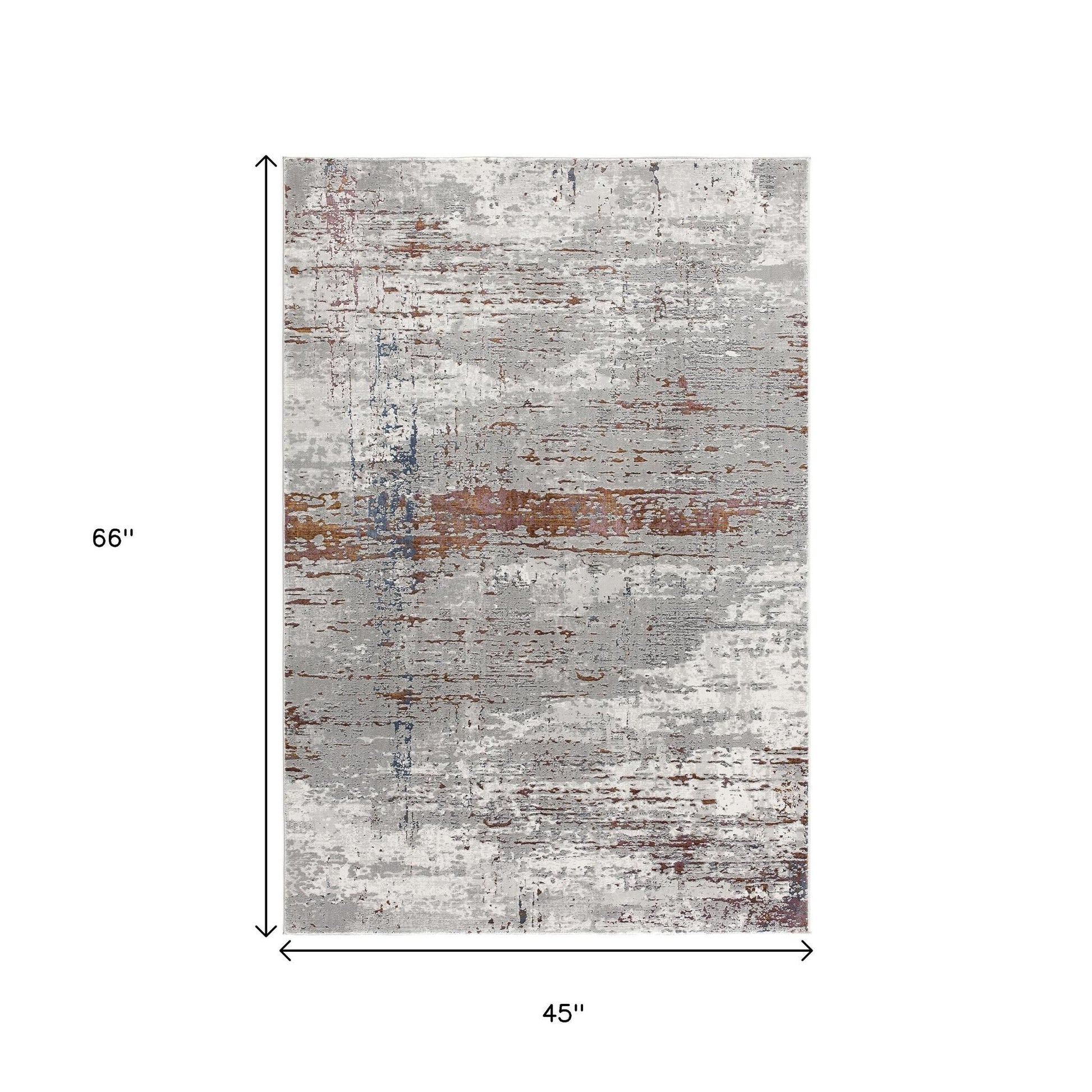 4' X 6' Gray And Brown Abstract Scraped Area Rug-Area Rugs-DECOROLALA