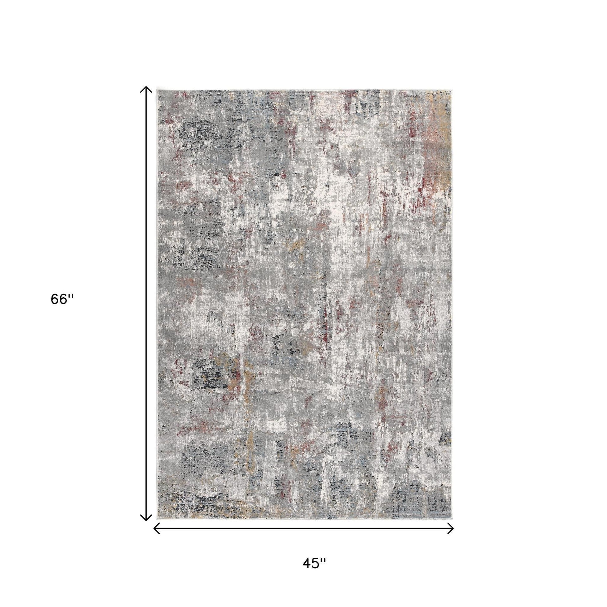 4' X 6' Gray And Ivory Abstract Area Rug-Area Rugs-DECOROLALA
