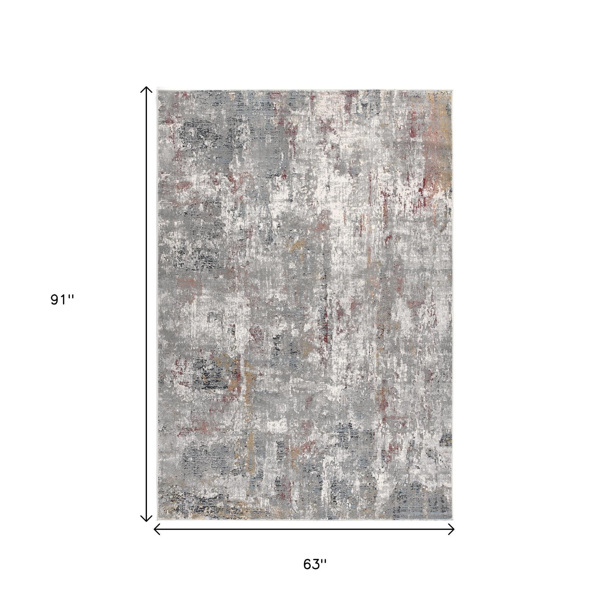 4' X 6' Gray And Ivory Abstract Area Rug-Area Rugs-DECOROLALA