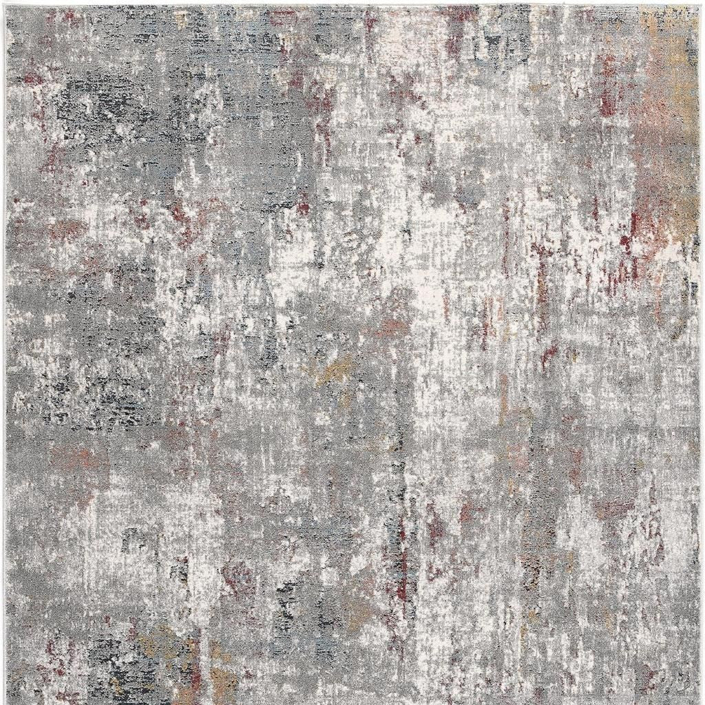 4' X 6' Gray And Ivory Abstract Area Rug-Area Rugs-DECOROLALA