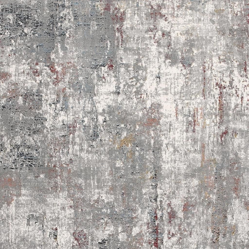 4' X 6' Gray And Ivory Abstract Area Rug-Area Rugs-DECOROLALA