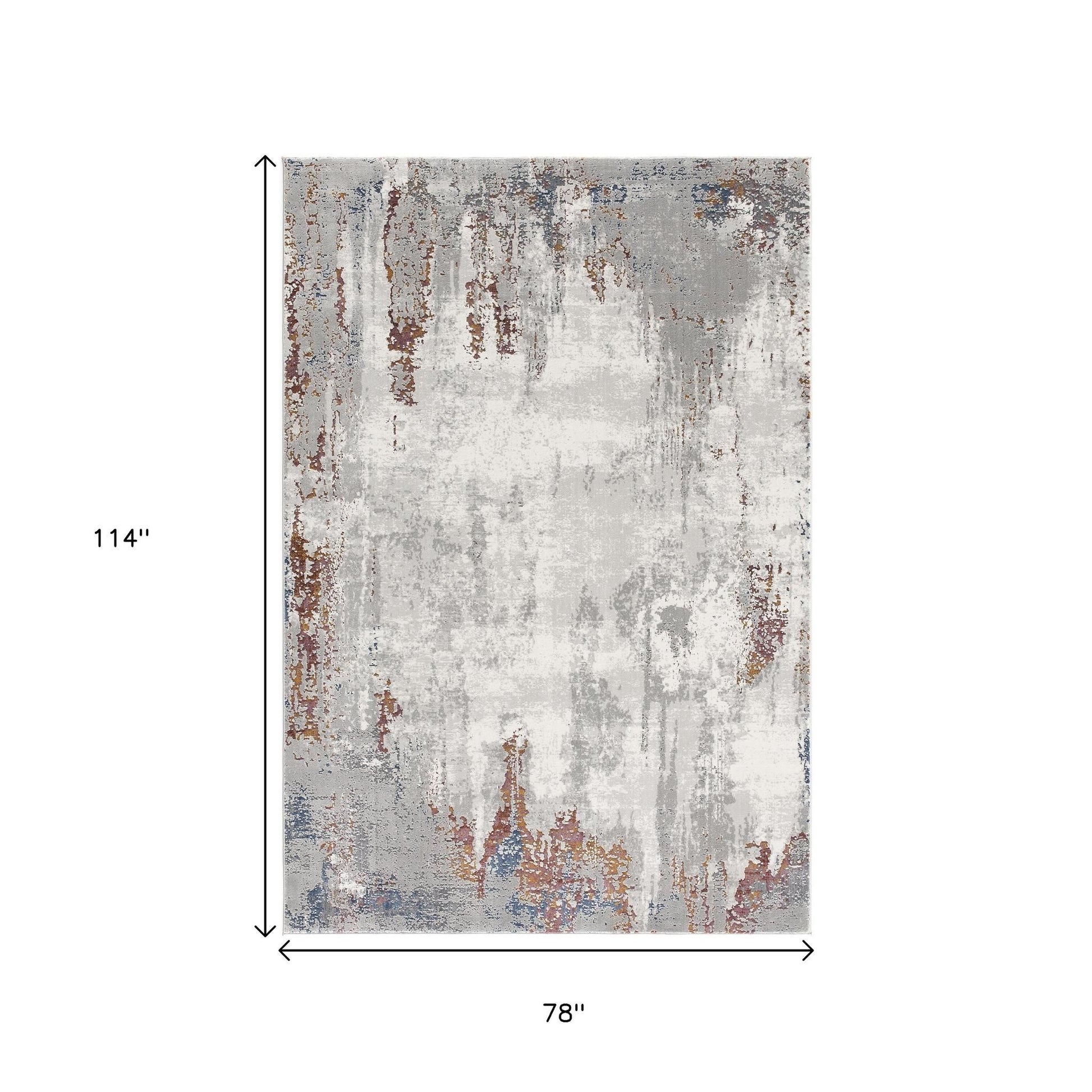 4' X 6' Gray And Ivory Modern Abstract Area Rug-Area Rugs-DECOROLALA