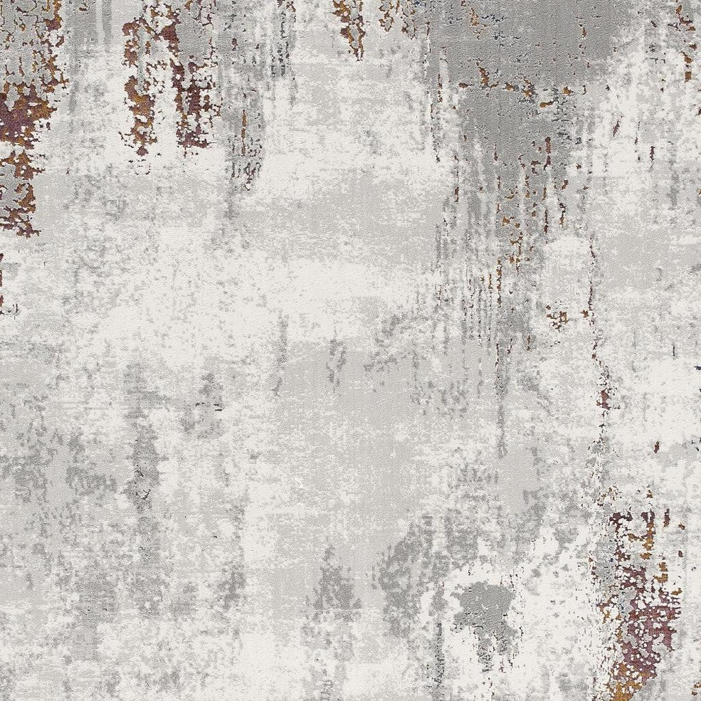 4' X 6' Gray And Ivory Modern Abstract Area Rug-Area Rugs-DECOROLALA