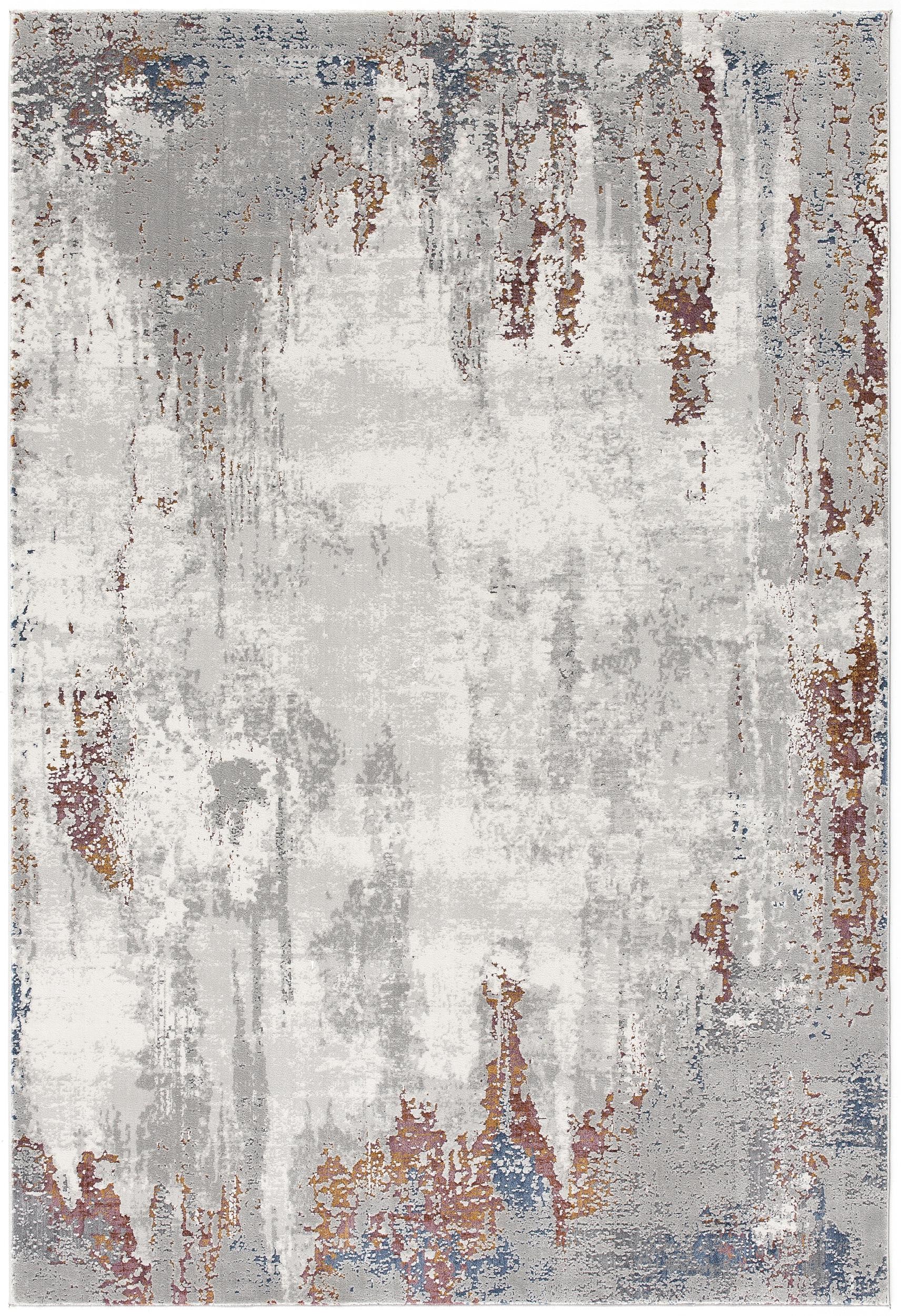 4' X 6' Gray And Ivory Modern Abstract Area Rug-Area Rugs-DECOROLALA