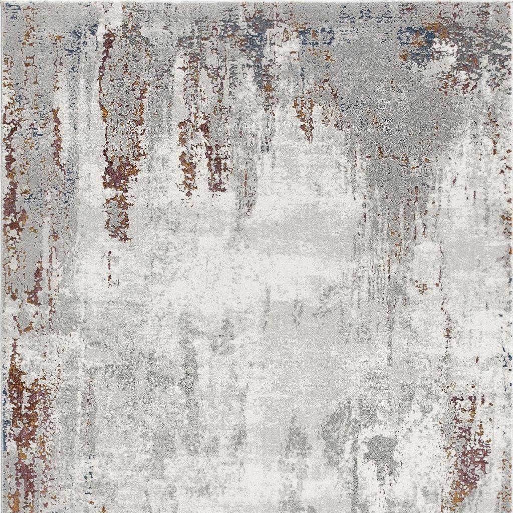 4' X 6' Gray And Ivory Modern Abstract Area Rug-Area Rugs-DECOROLALA