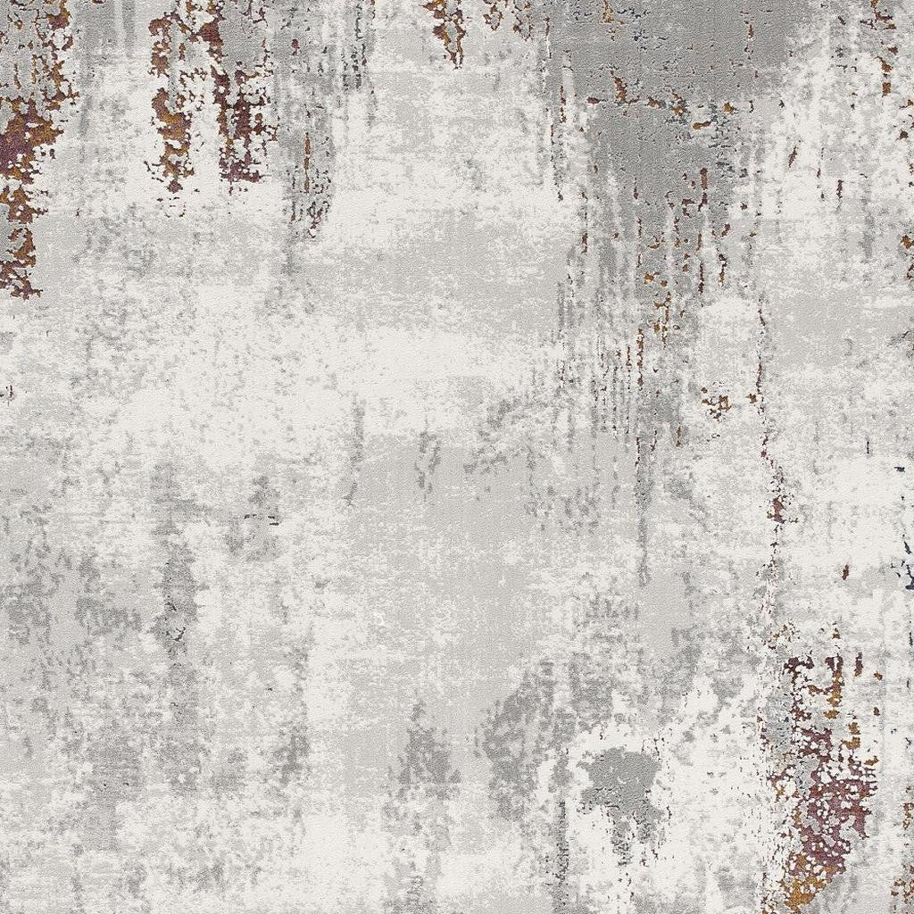 4' X 6' Gray And Ivory Modern Abstract Area Rug-Area Rugs-DECOROLALA