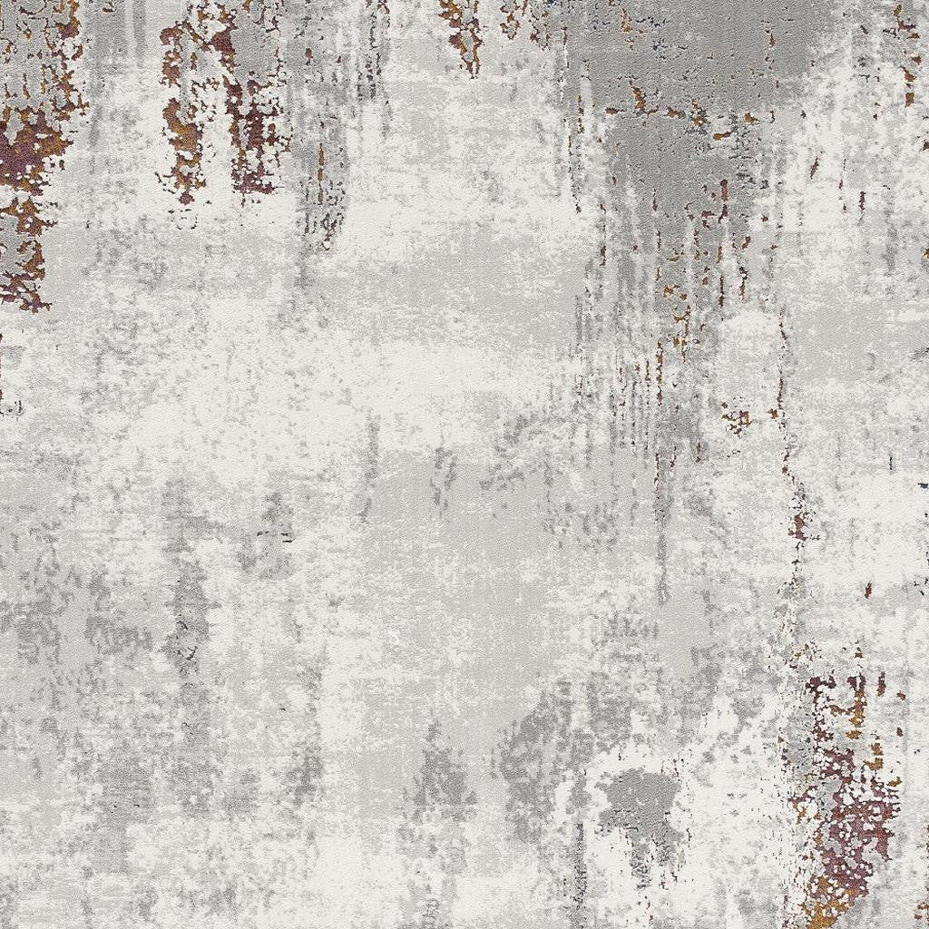 4' X 6' Gray And Ivory Modern Abstract Area Rug-Area Rugs-DECOROLALA