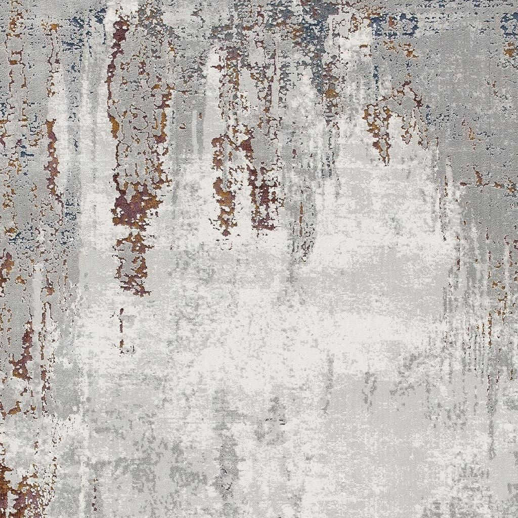 4' X 6' Gray And Ivory Modern Abstract Area Rug-Area Rugs-DECOROLALA