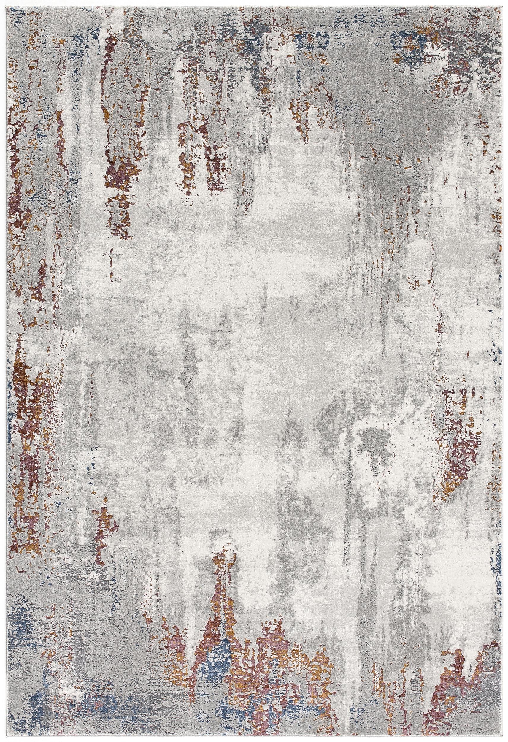 4' X 6' Gray And Ivory Modern Abstract Area Rug-Area Rugs-DECOROLALA